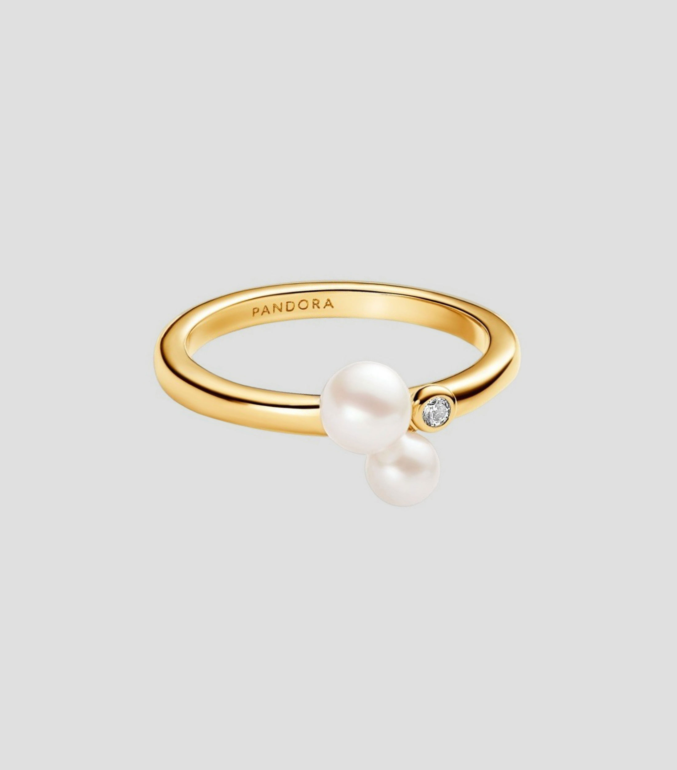 Anillo con dúo de perlas Mujer