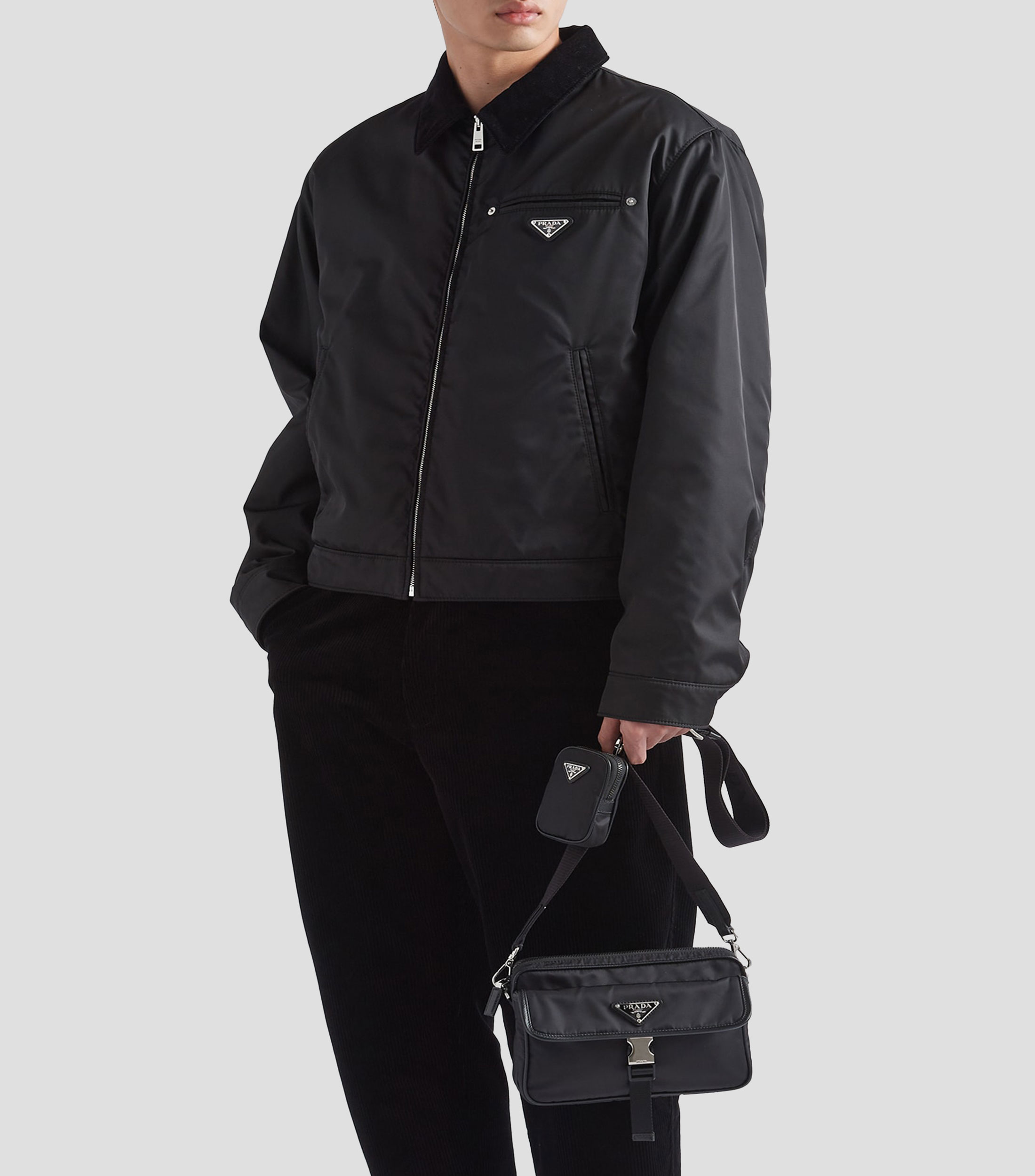 Bolso Crossbody Re-Nylon y Piel Saffiano Sólido Hombre