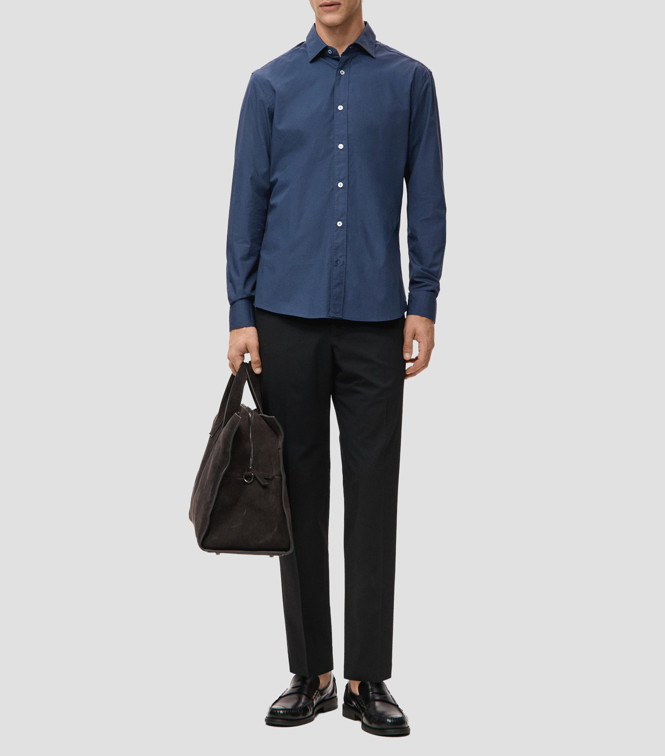 Camisa lisa de manga larga Hombre