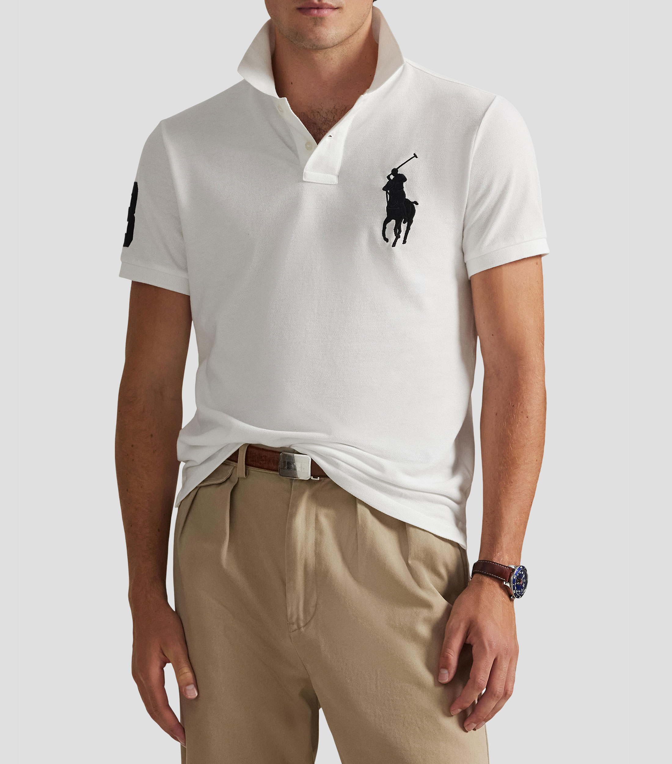 Playera tipo polo manga corta diseño sólido Hombre