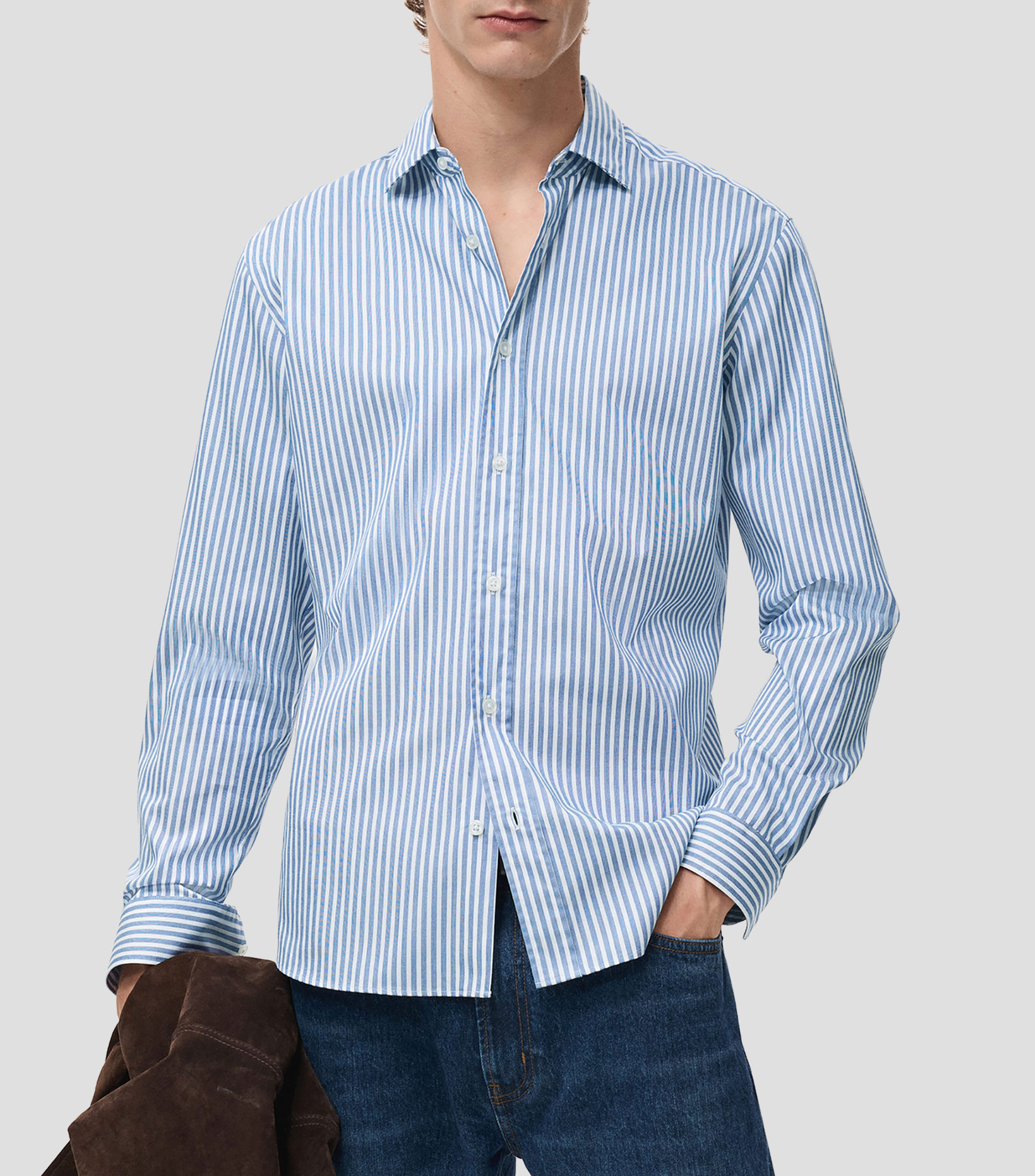 Camisa de rayas manga larga Hombre