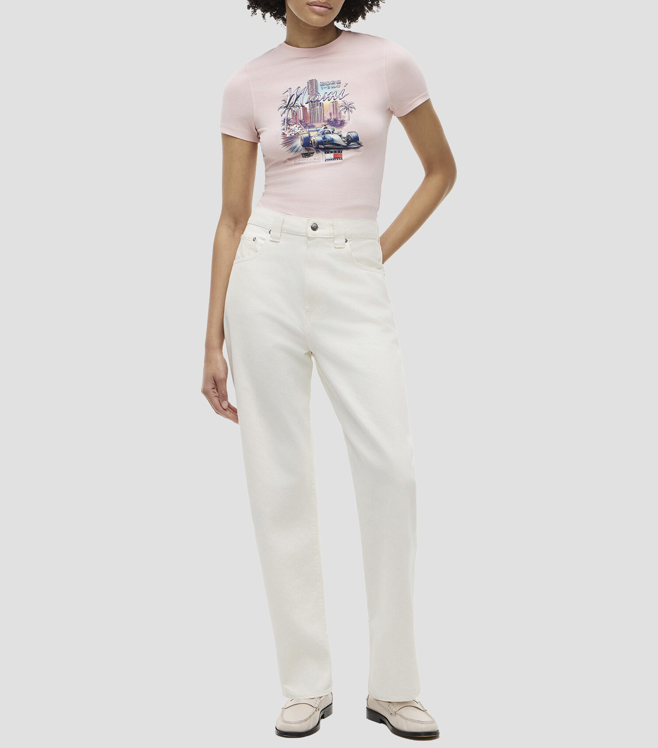 Playera cuello redondo manga corta con estampado Mujer