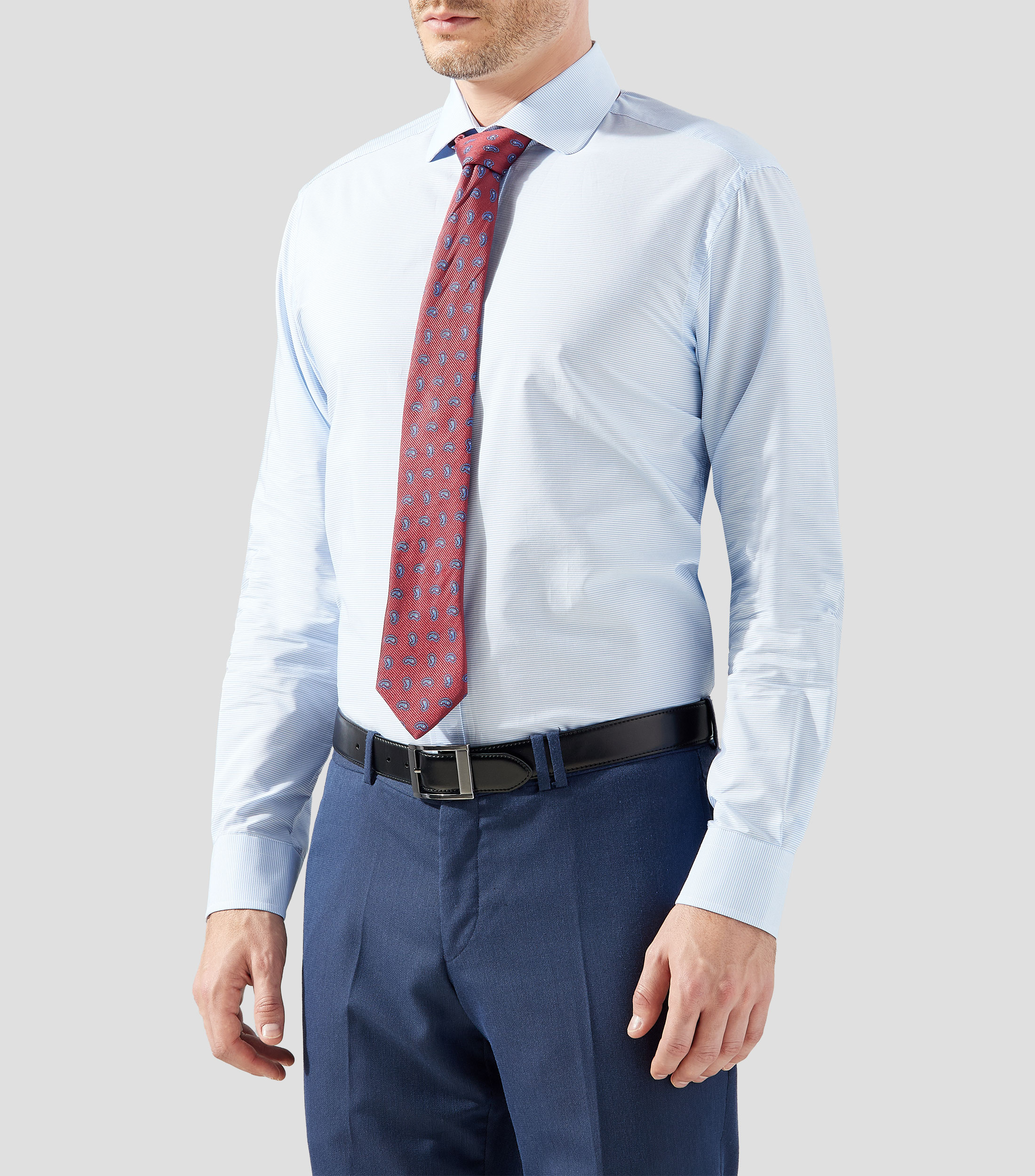 Camisa de vestir a rayas manga larga Hombre
