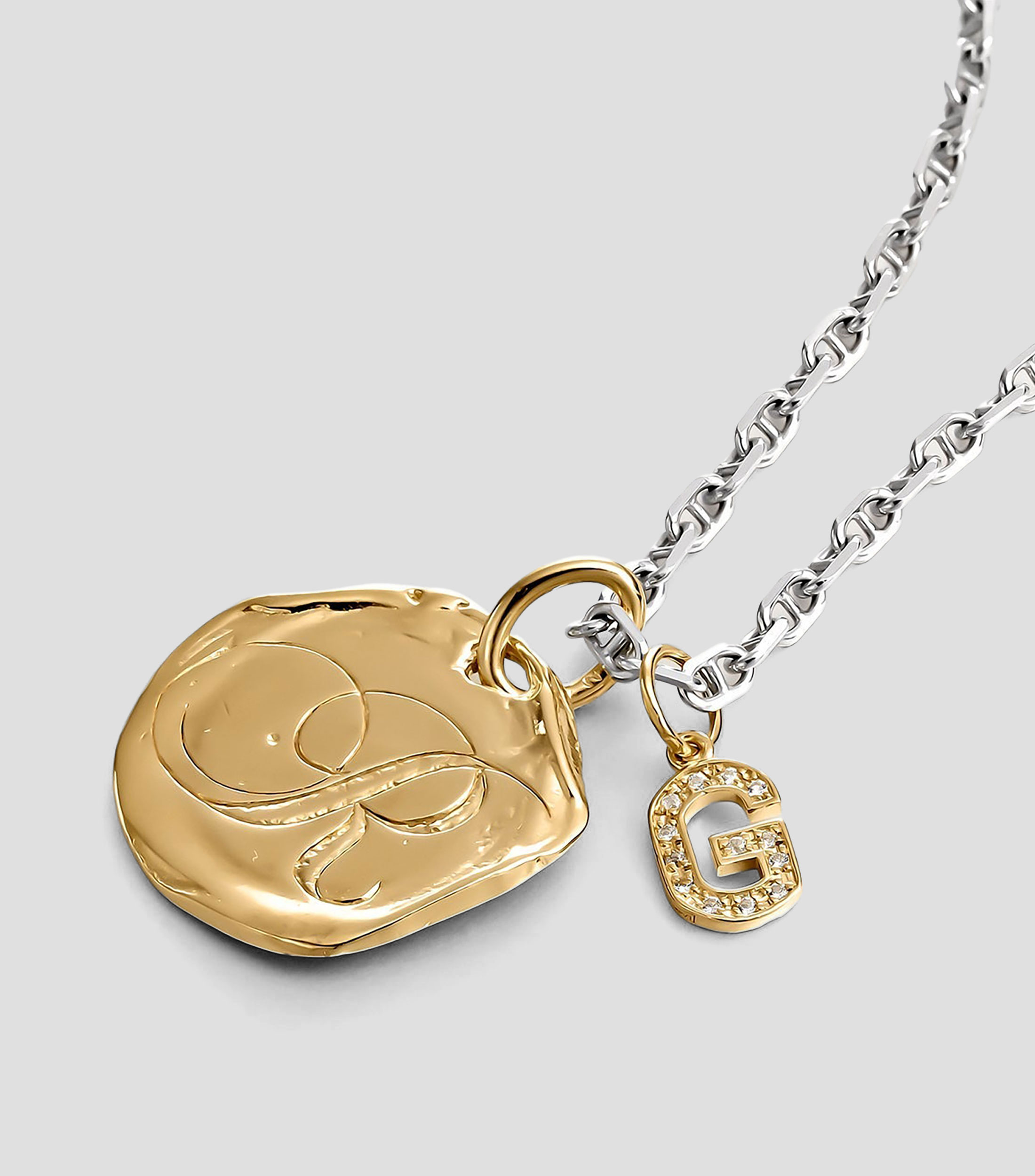 Dije inicial G en plata .925 ABC con topacios blancos Mujer