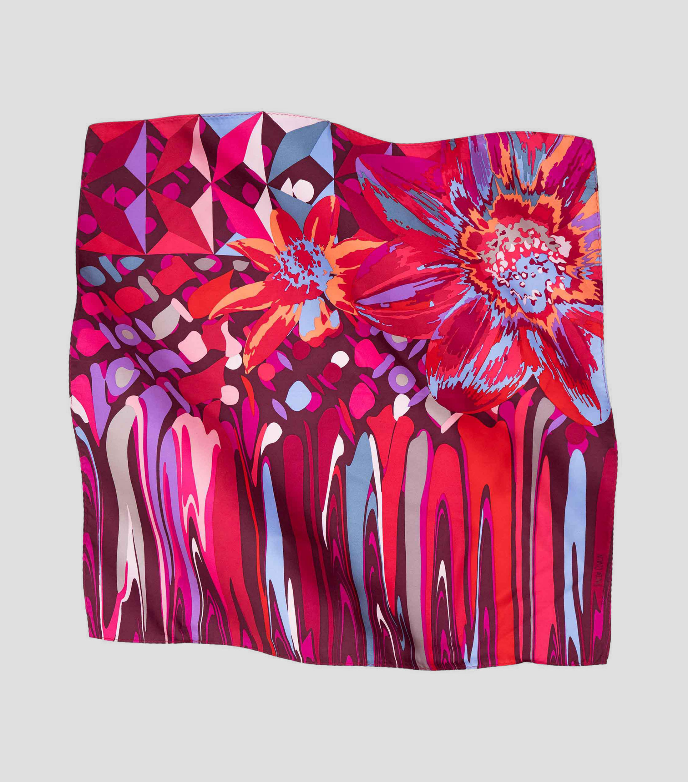 Mascada en seda vino estampada Mujer