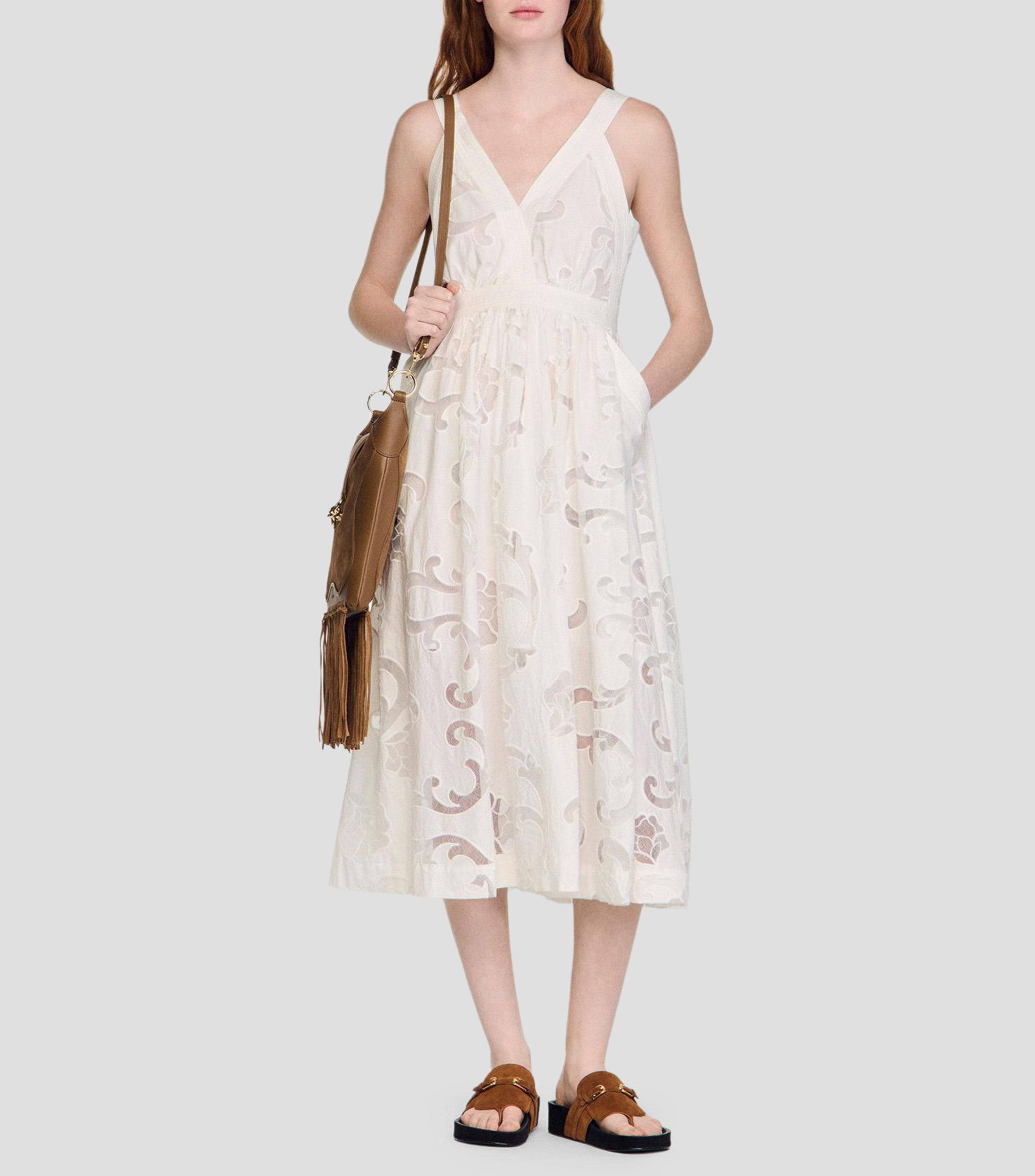 Vestido midi liso Mujer