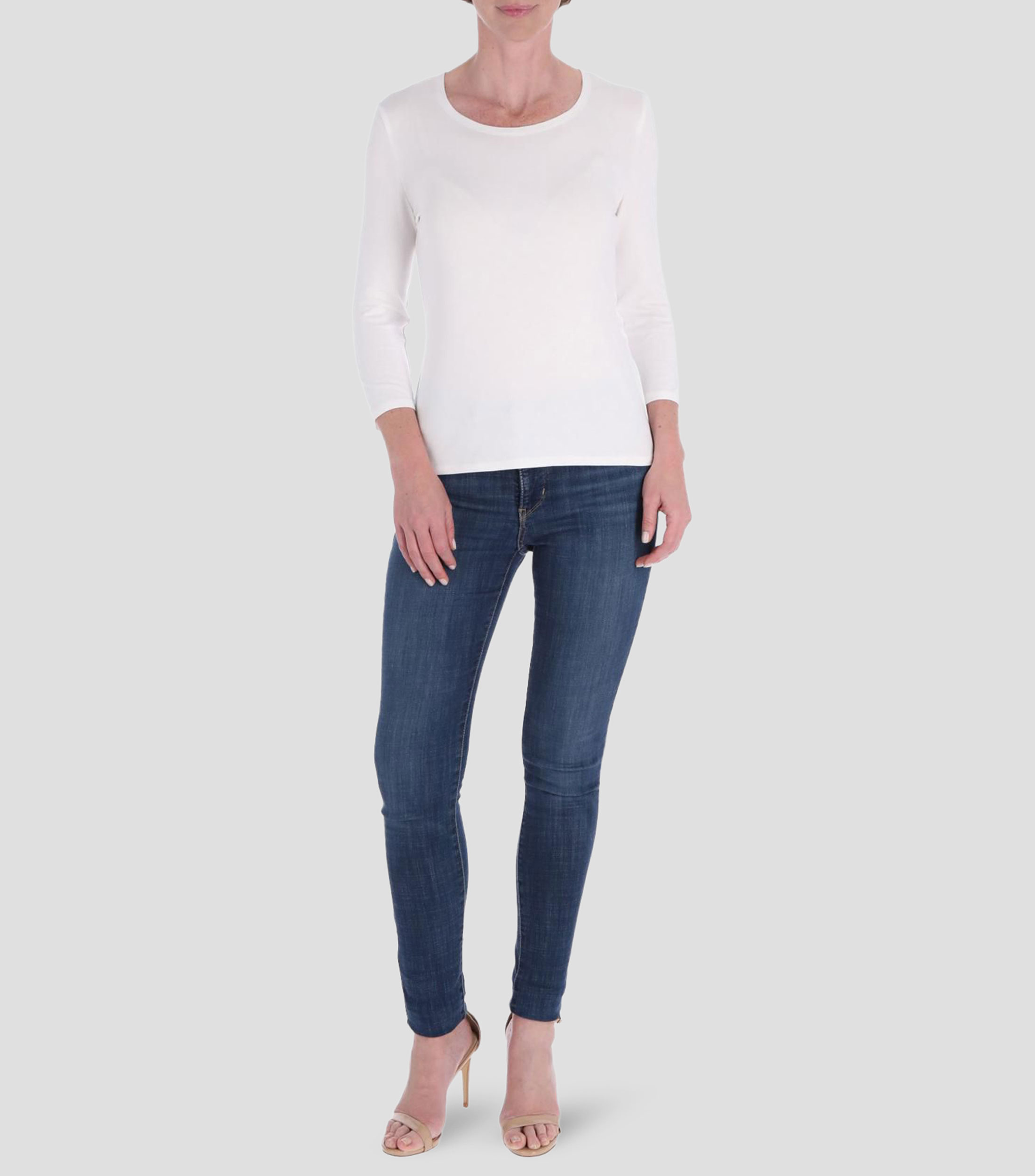 Blusa lisa manga 3/4 Mujer