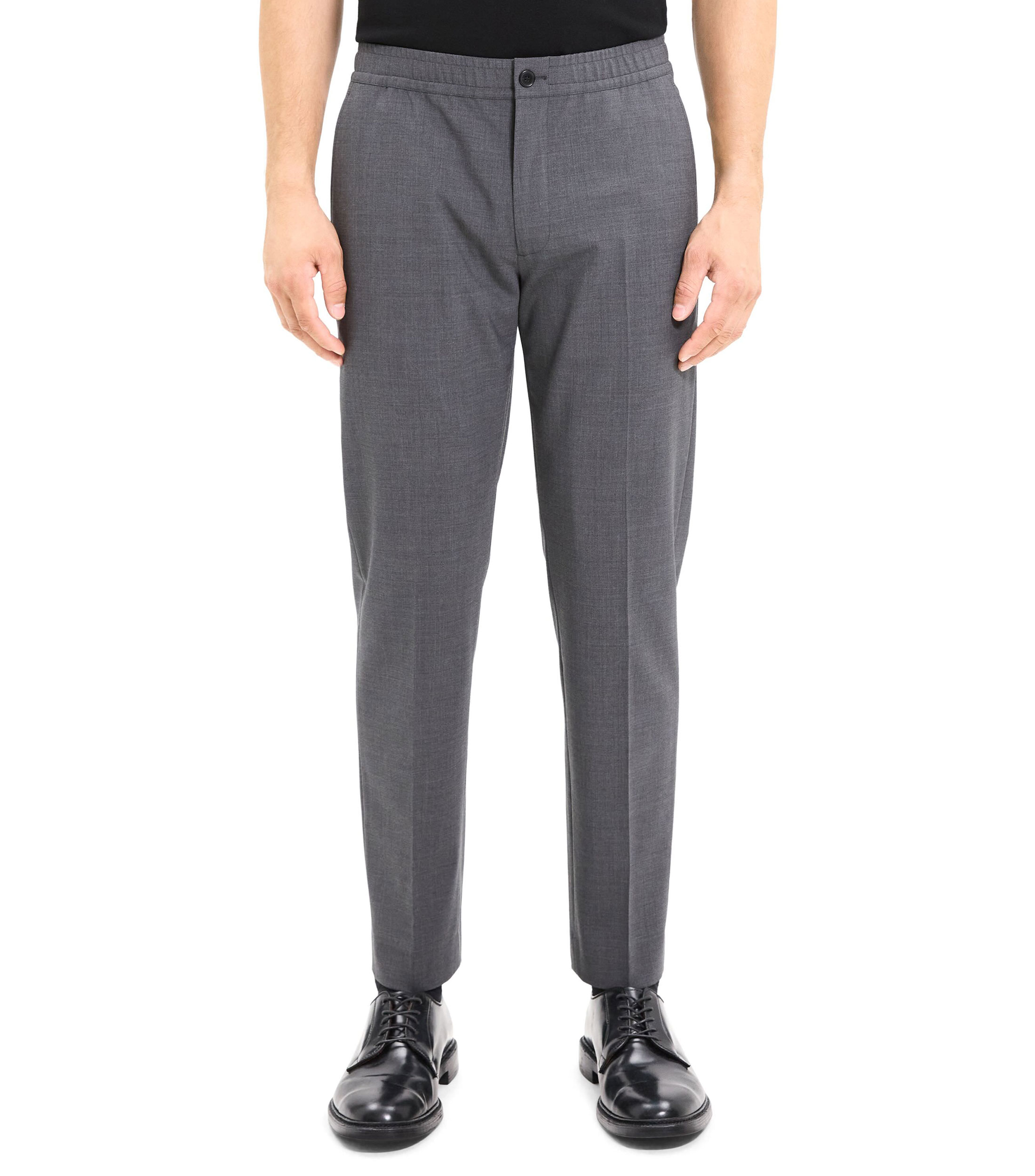 Pantalon Homme Habillé Theory Gris Laine - Taille 34x28, Devant Plat, Occasion Très Bon état