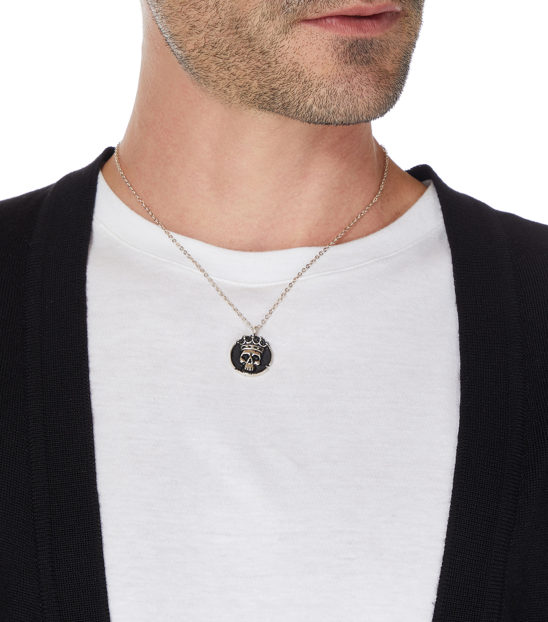 Cadena con dije redondo en plata .925 Hombre