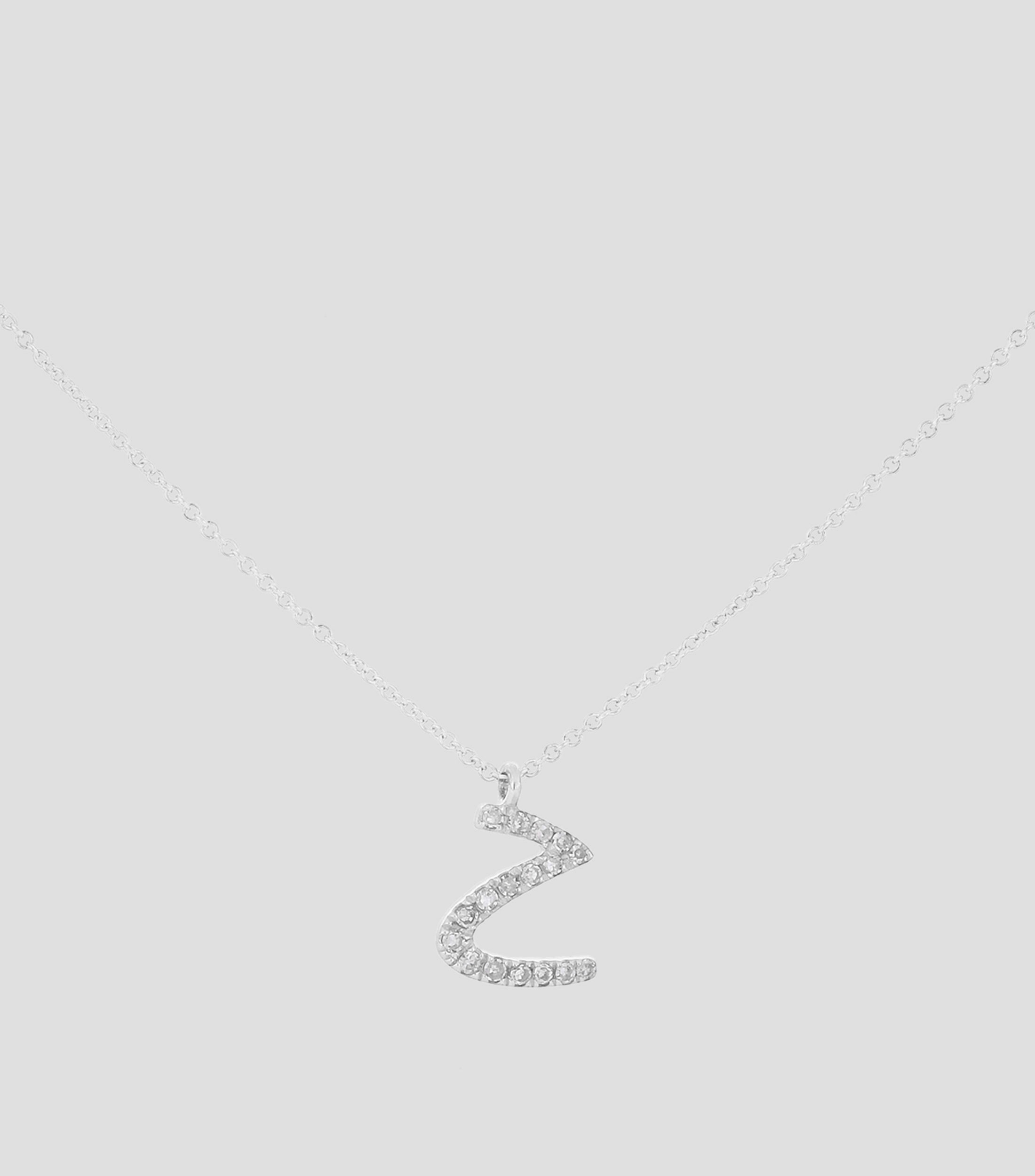 Collar en oro blanco de 14 Kts con diamantes Letra "Z" Mujer