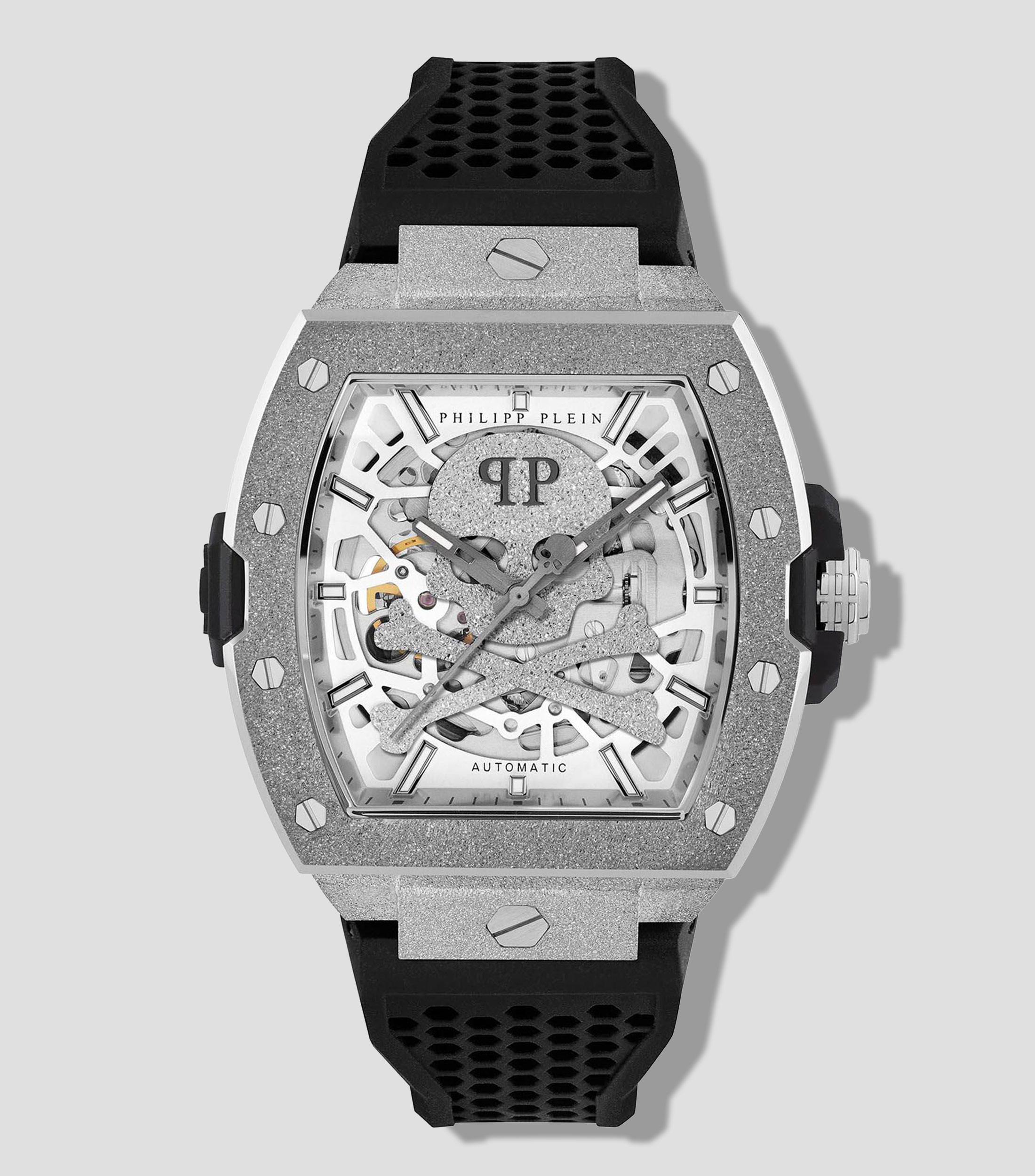 Reloj para hombre Skeleton Casual, Gris, Negro
