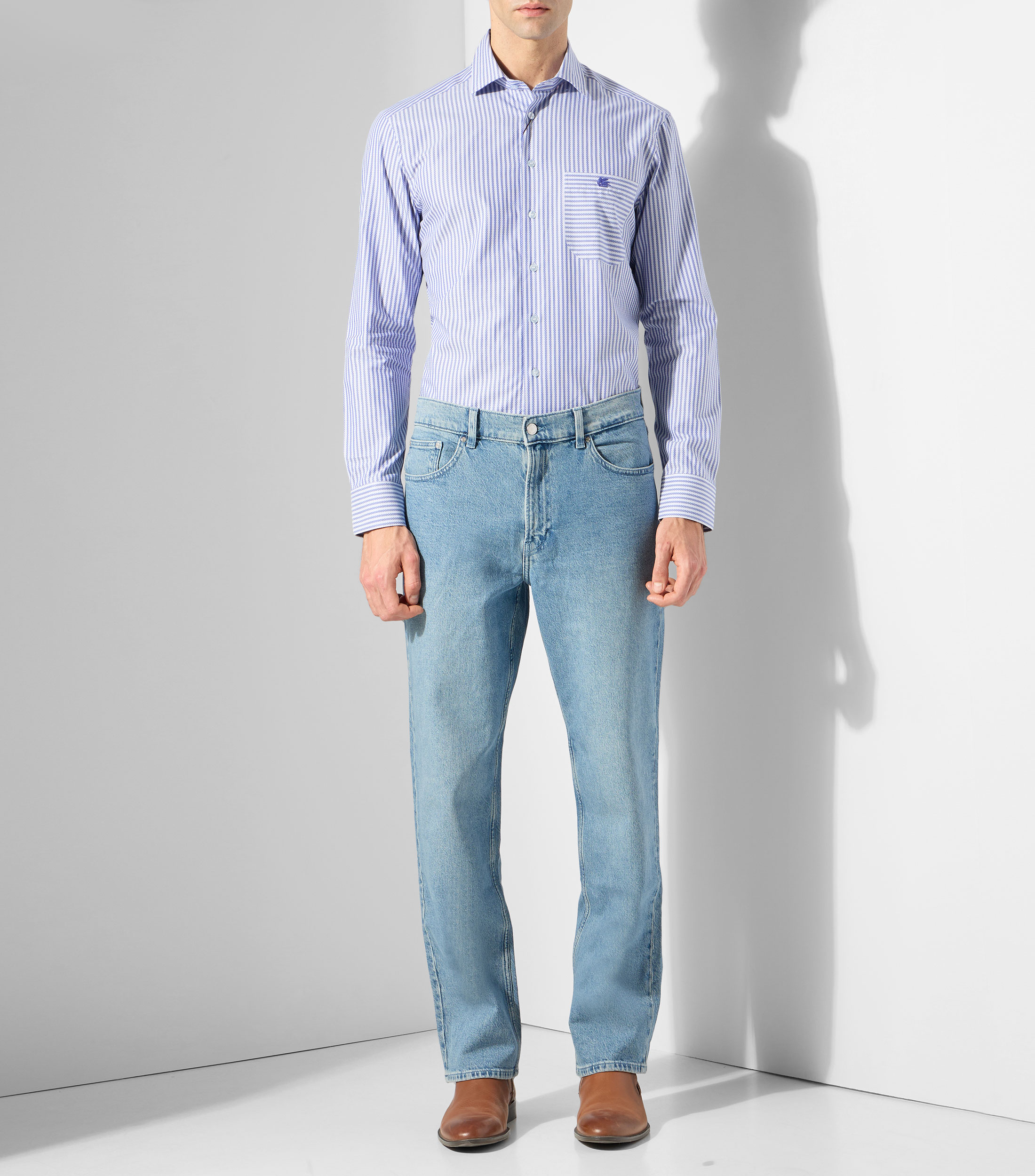 Camisa de rayas con manga larga Hombre