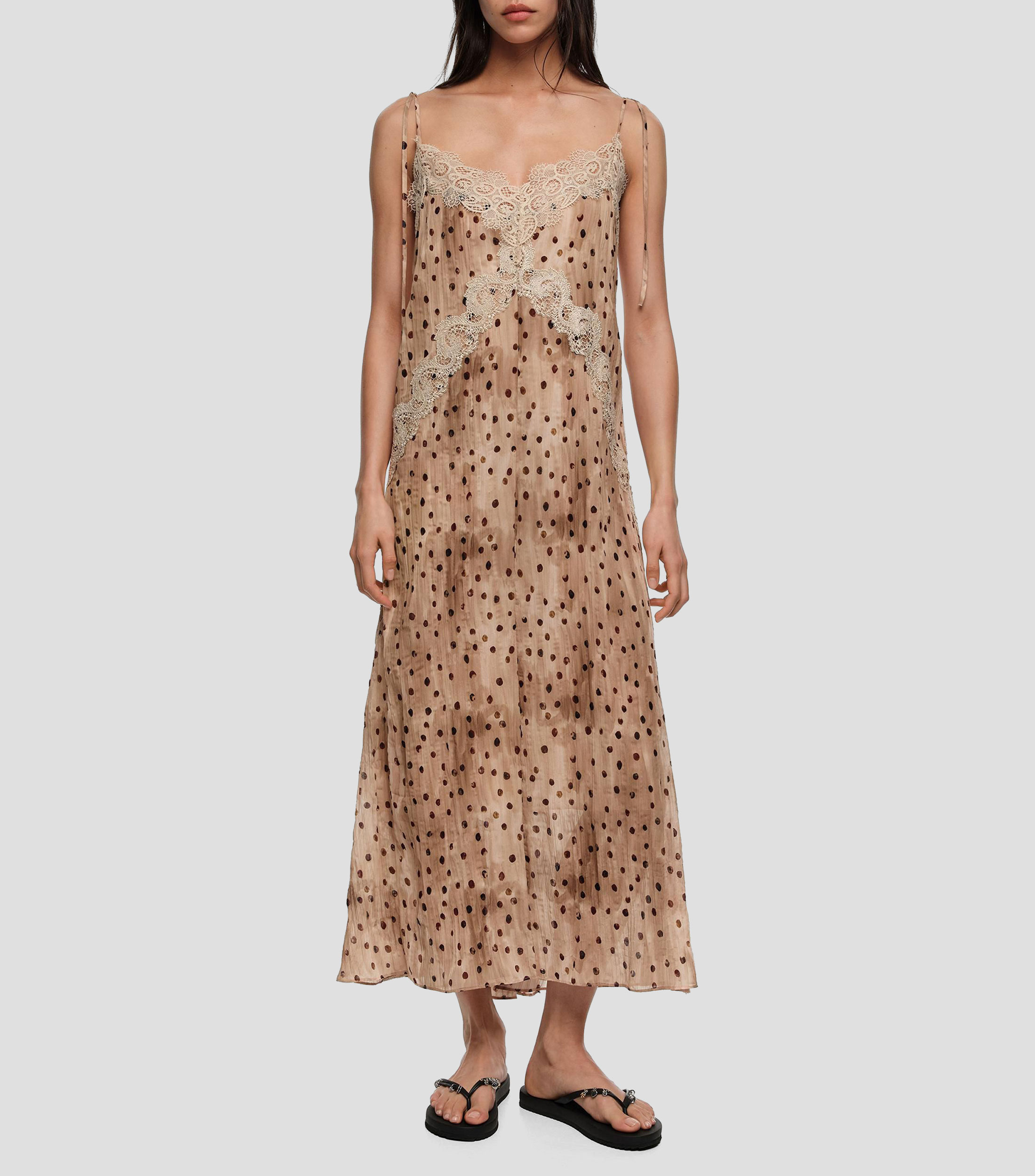 Vestido plisado encaje watercolor Dots Mujer