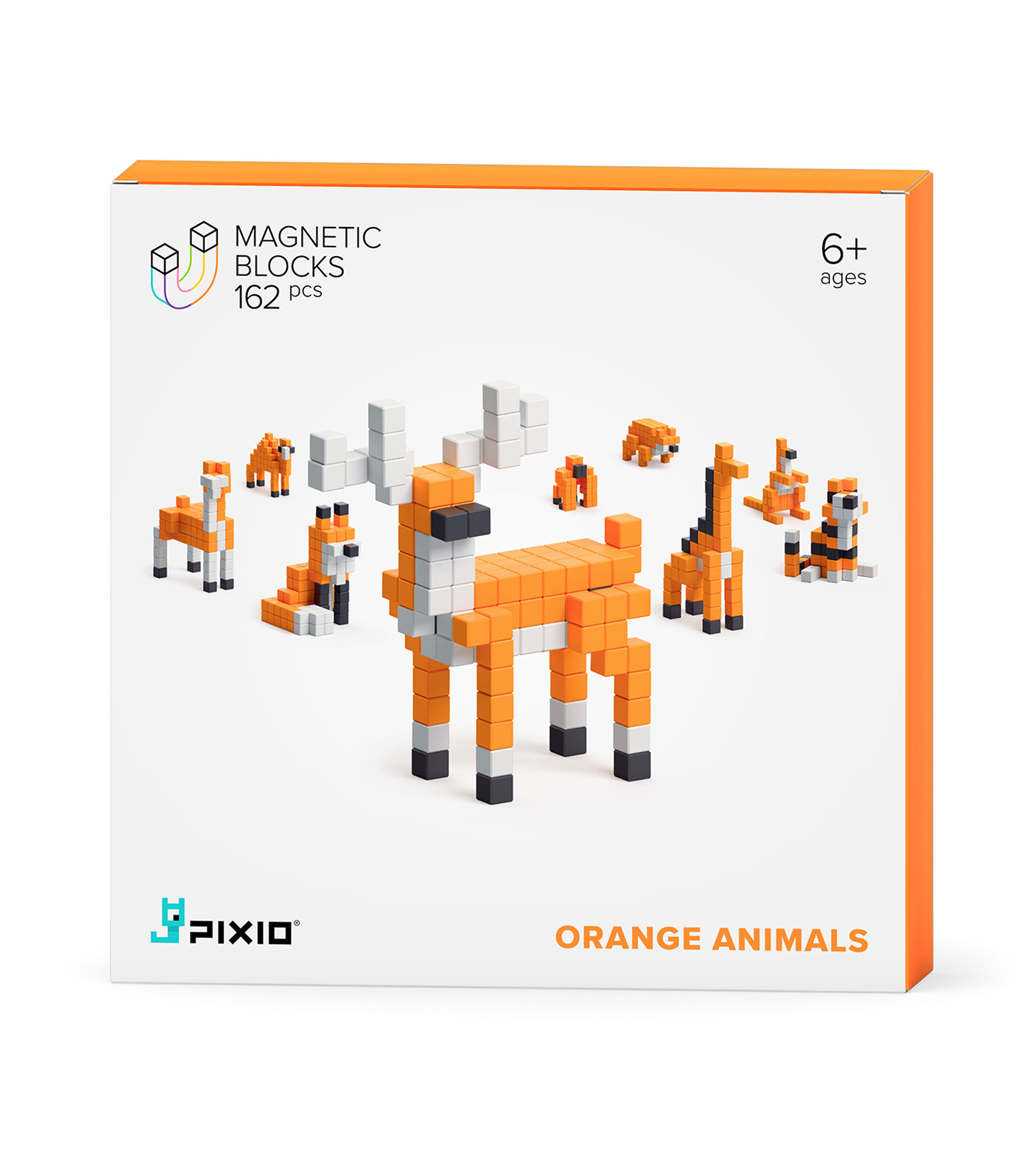 Playset Magnetic Blocks, Orange Animals
