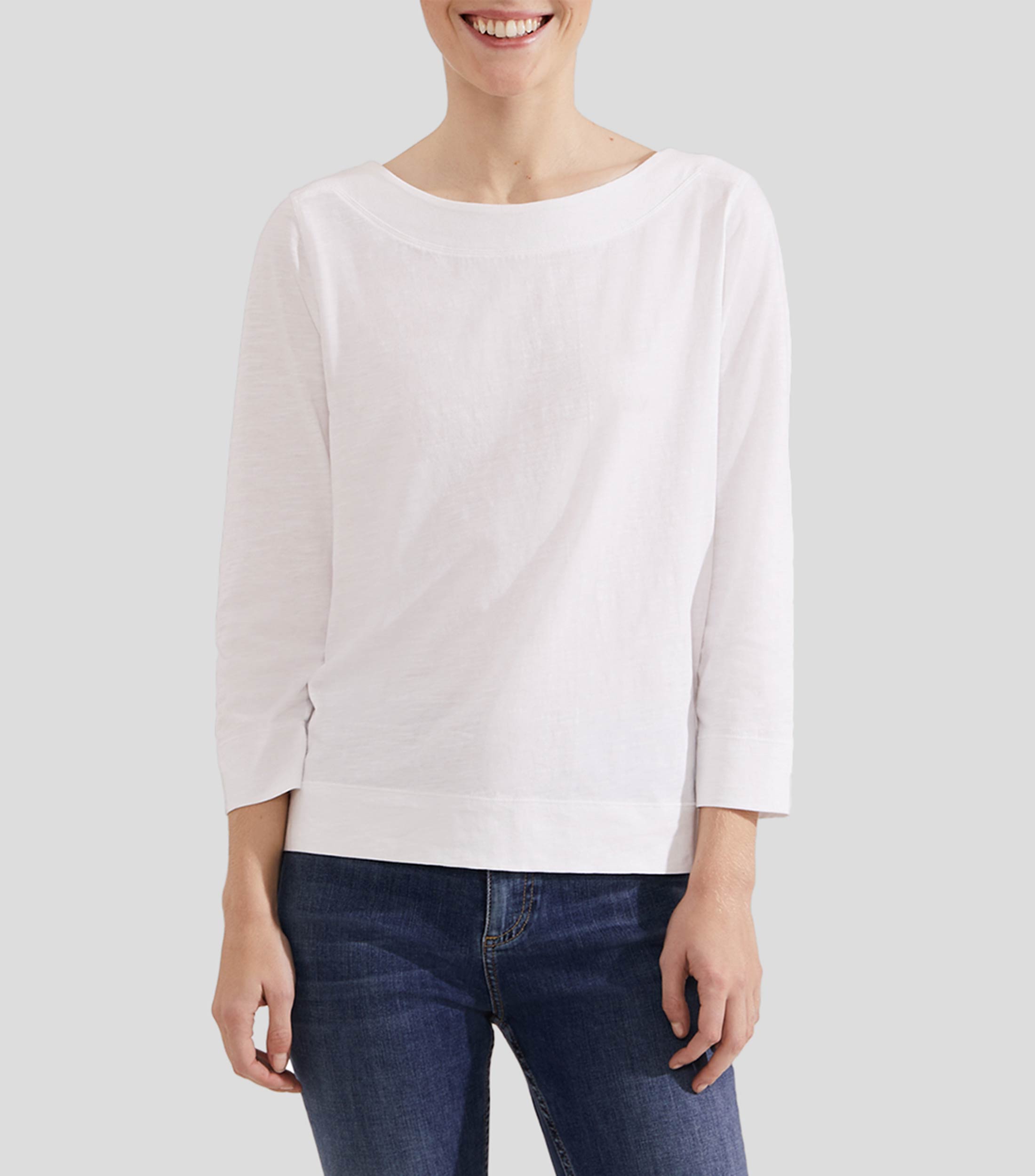 Playera cuello redondo manga 7/8 lisa Mujer