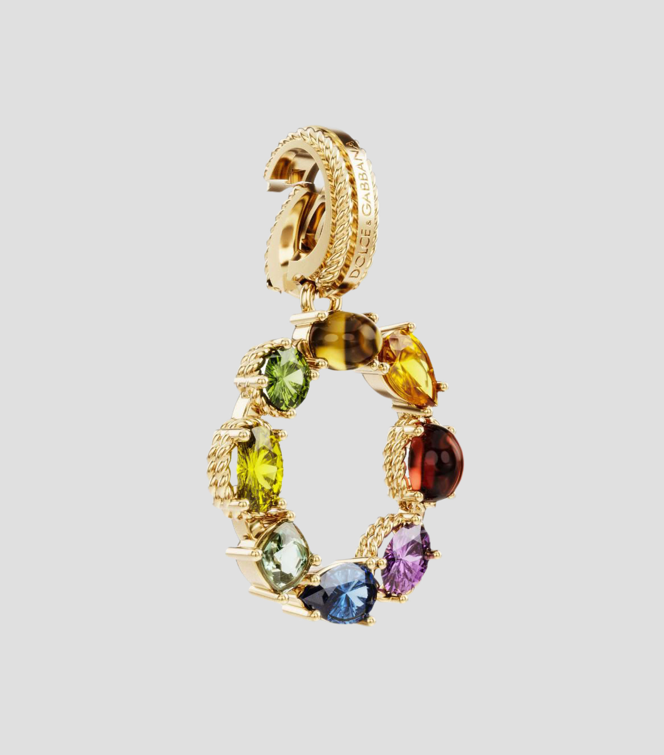 Charm Mini Letra O en Oro de 18 Kilates con gemas naturales Mujer