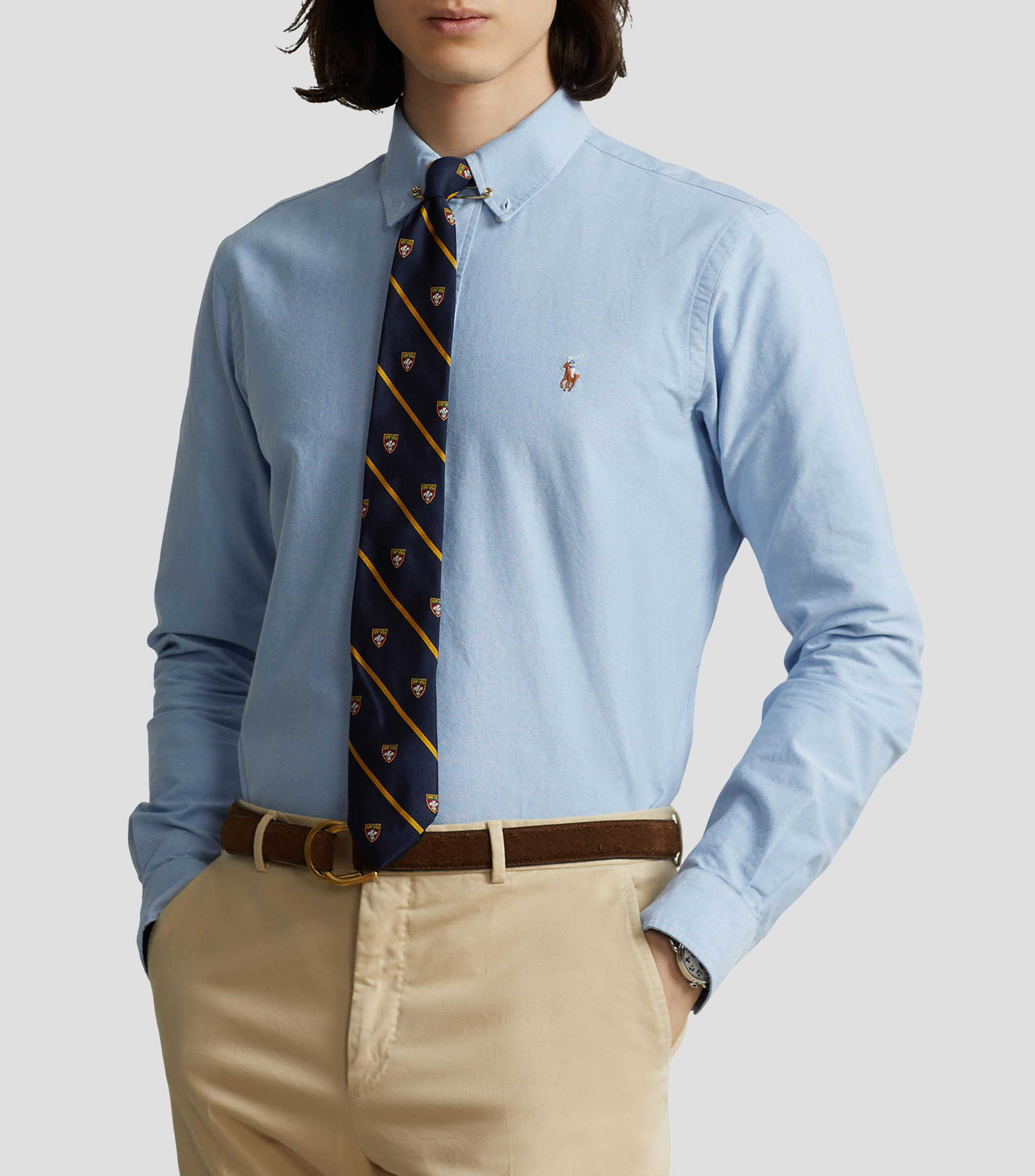 Camisa lisa manga larga Hombre
