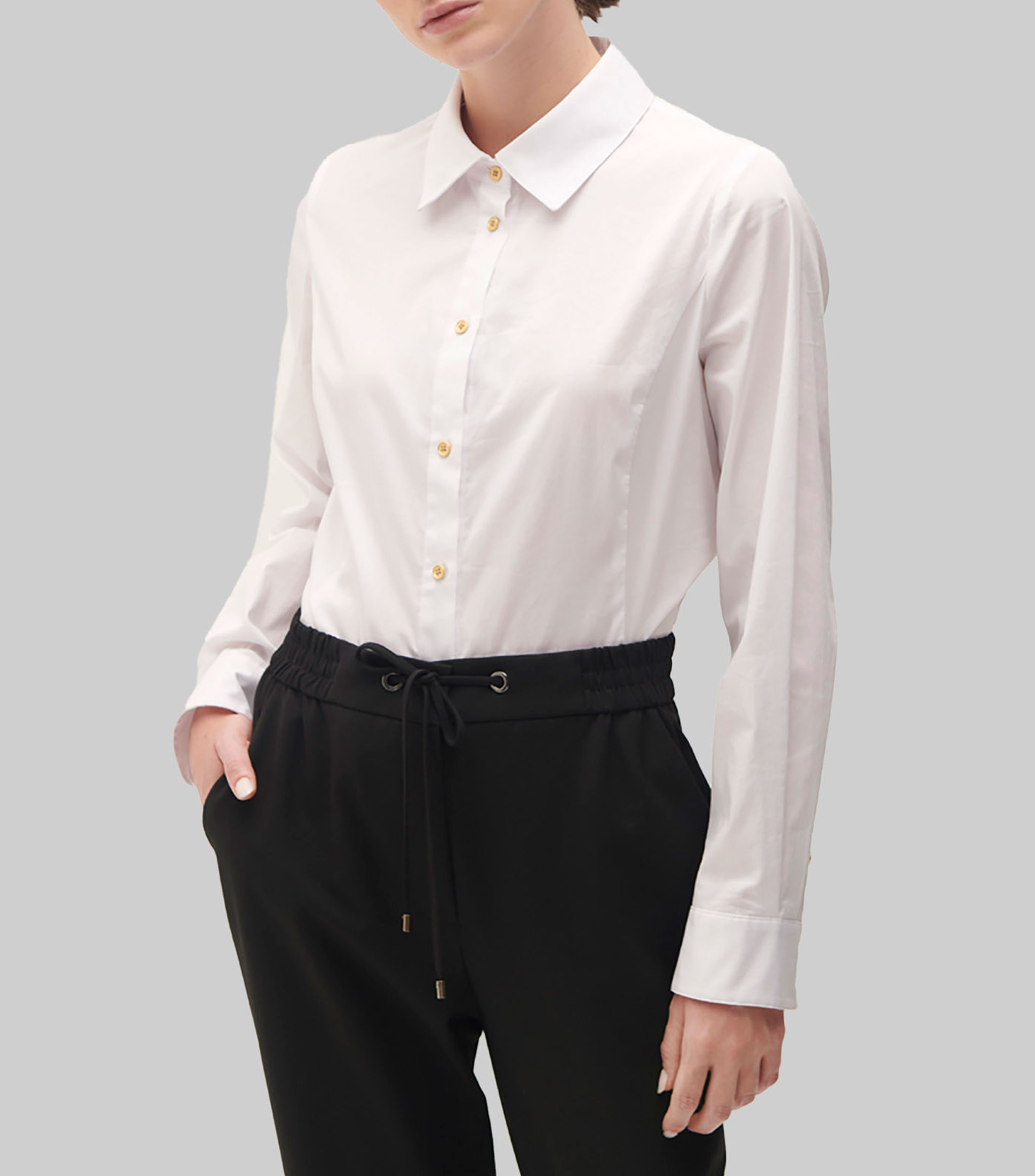 Camisa manga larga botones metálicos Mujer