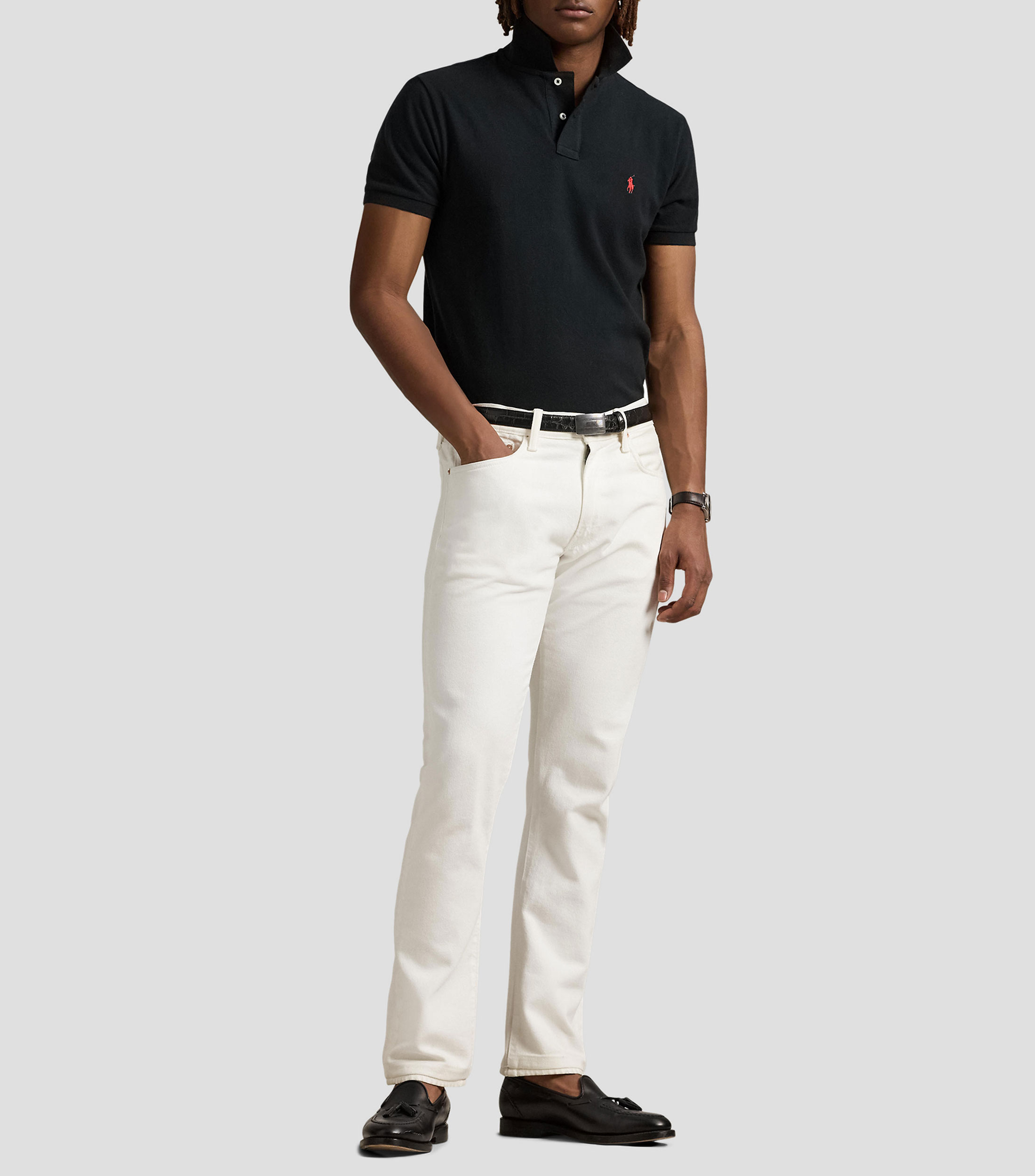 Playera tipo polo manga corta diseño sólido Hombre
