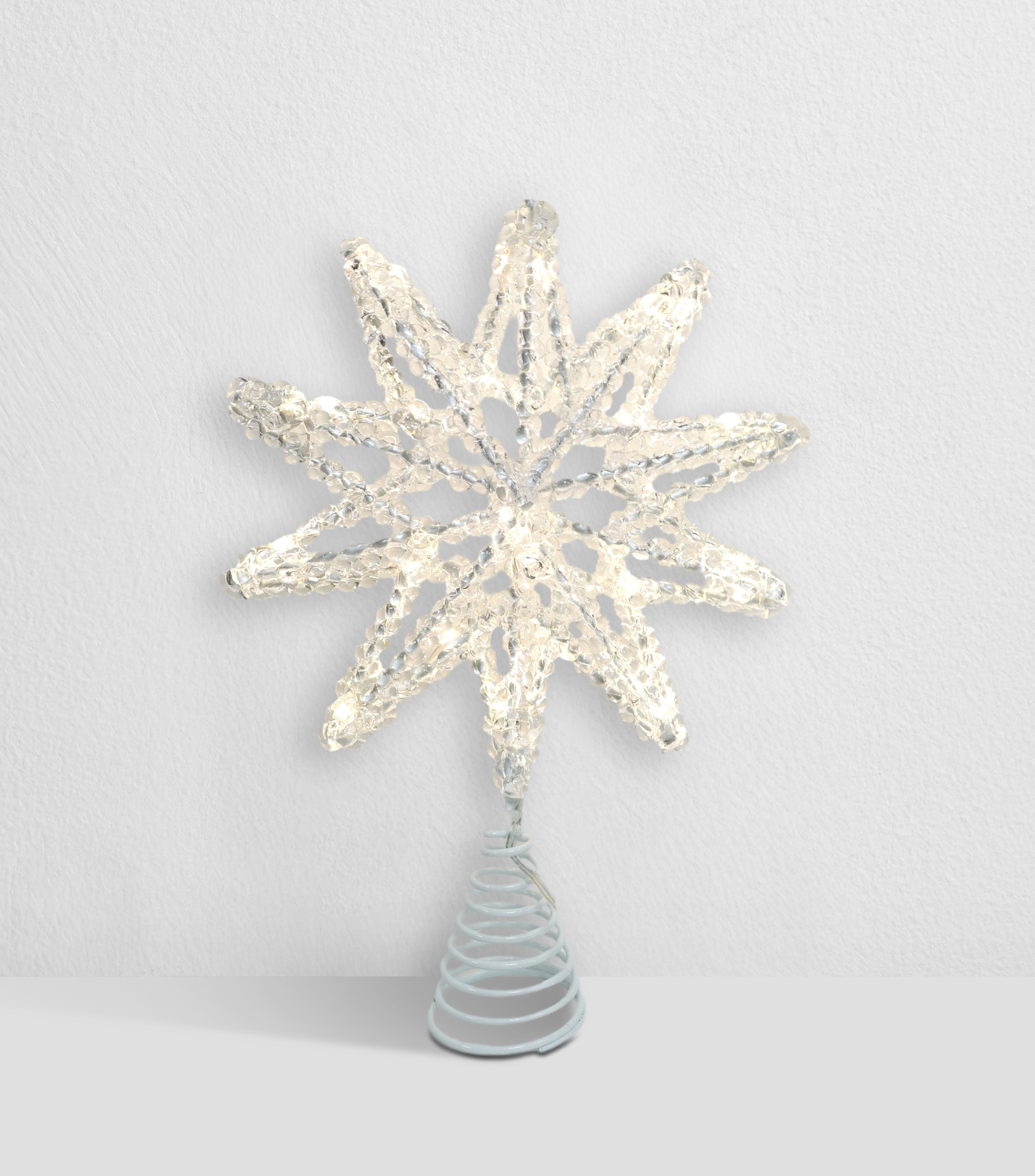 Punta de árbol decorativa Navideña Frosty Crystal con luz