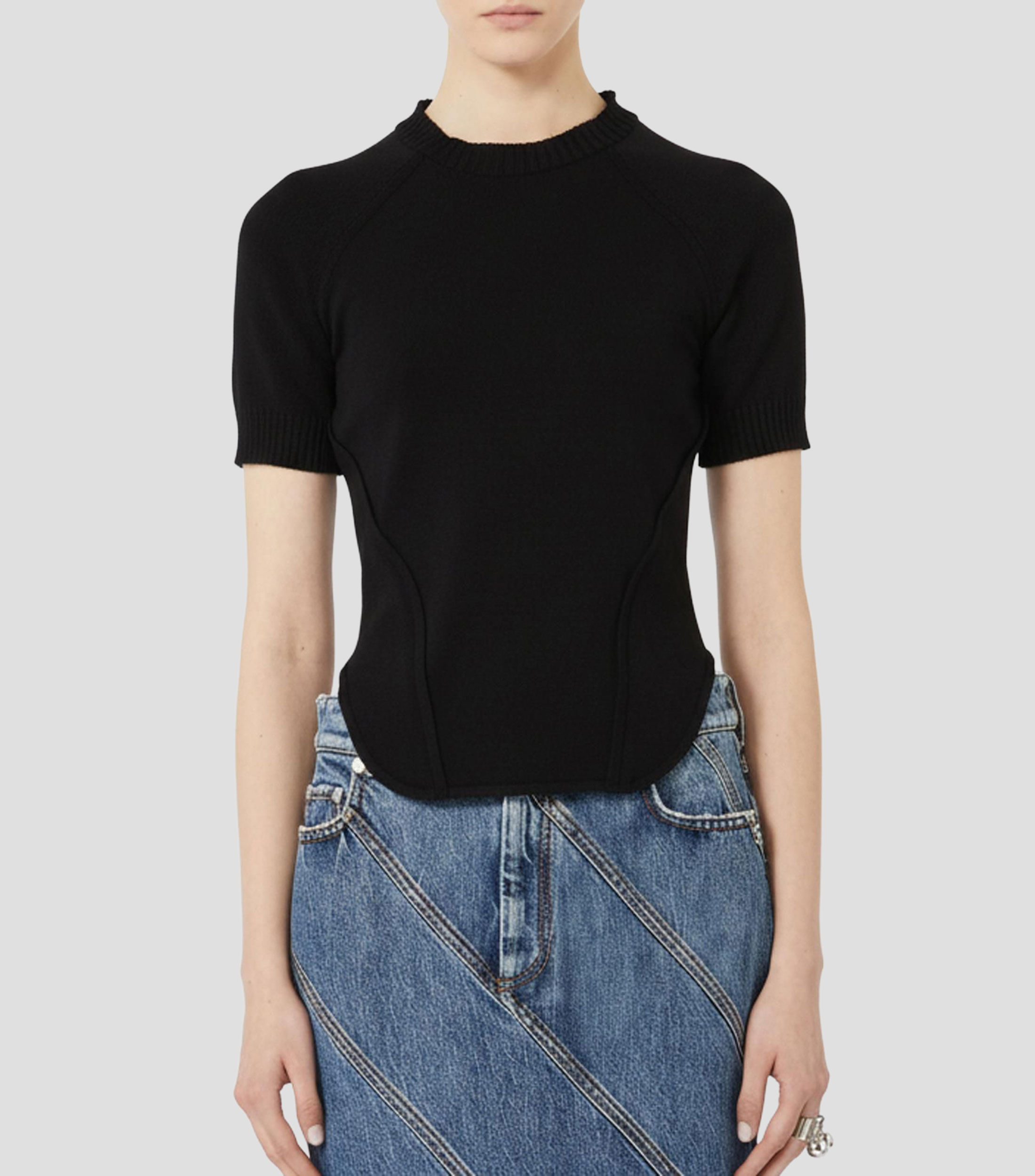 Playera cuello redondo manga corta lisa Mujer