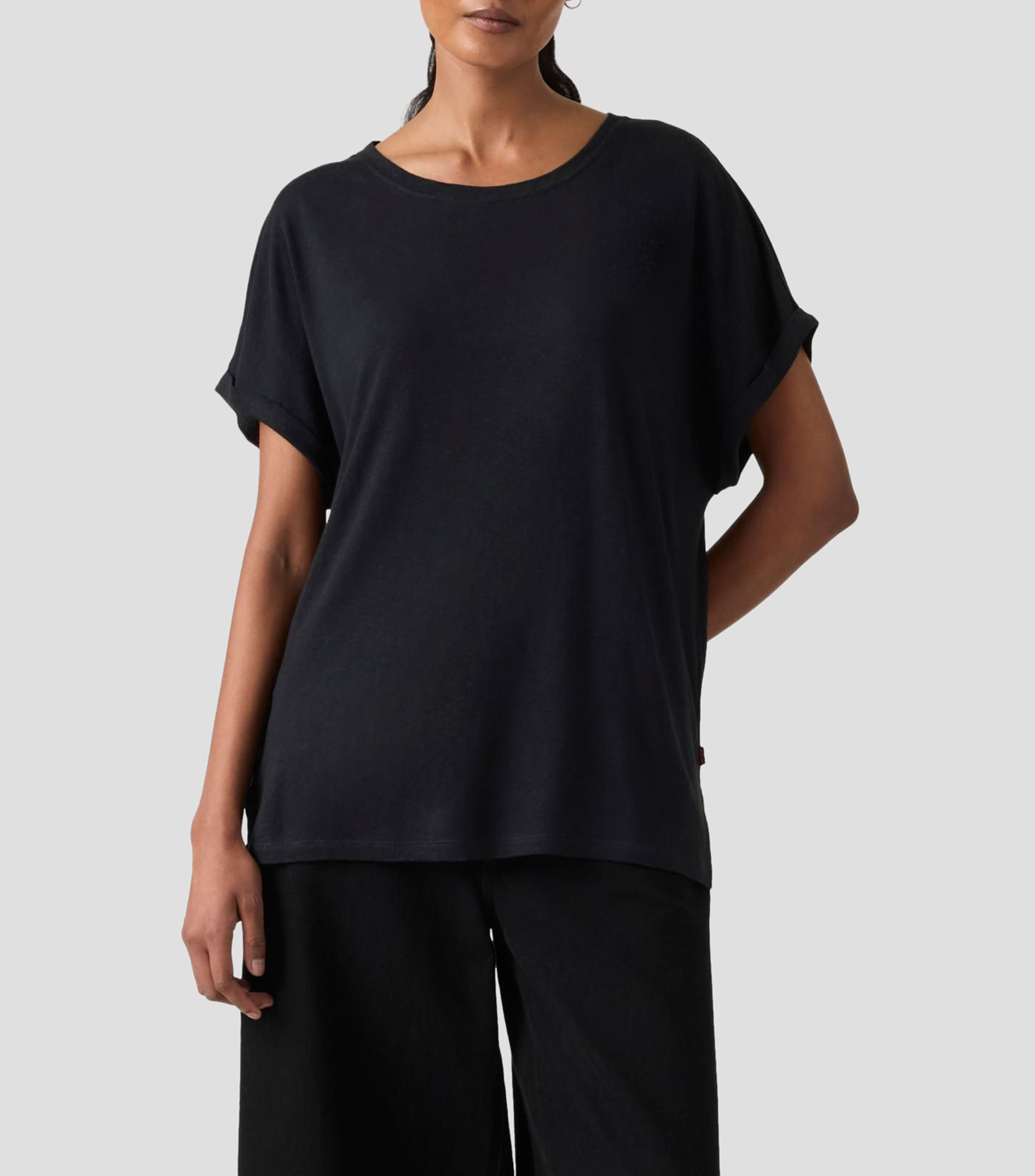 Playera cuello redondo manga corta sólida Mujer