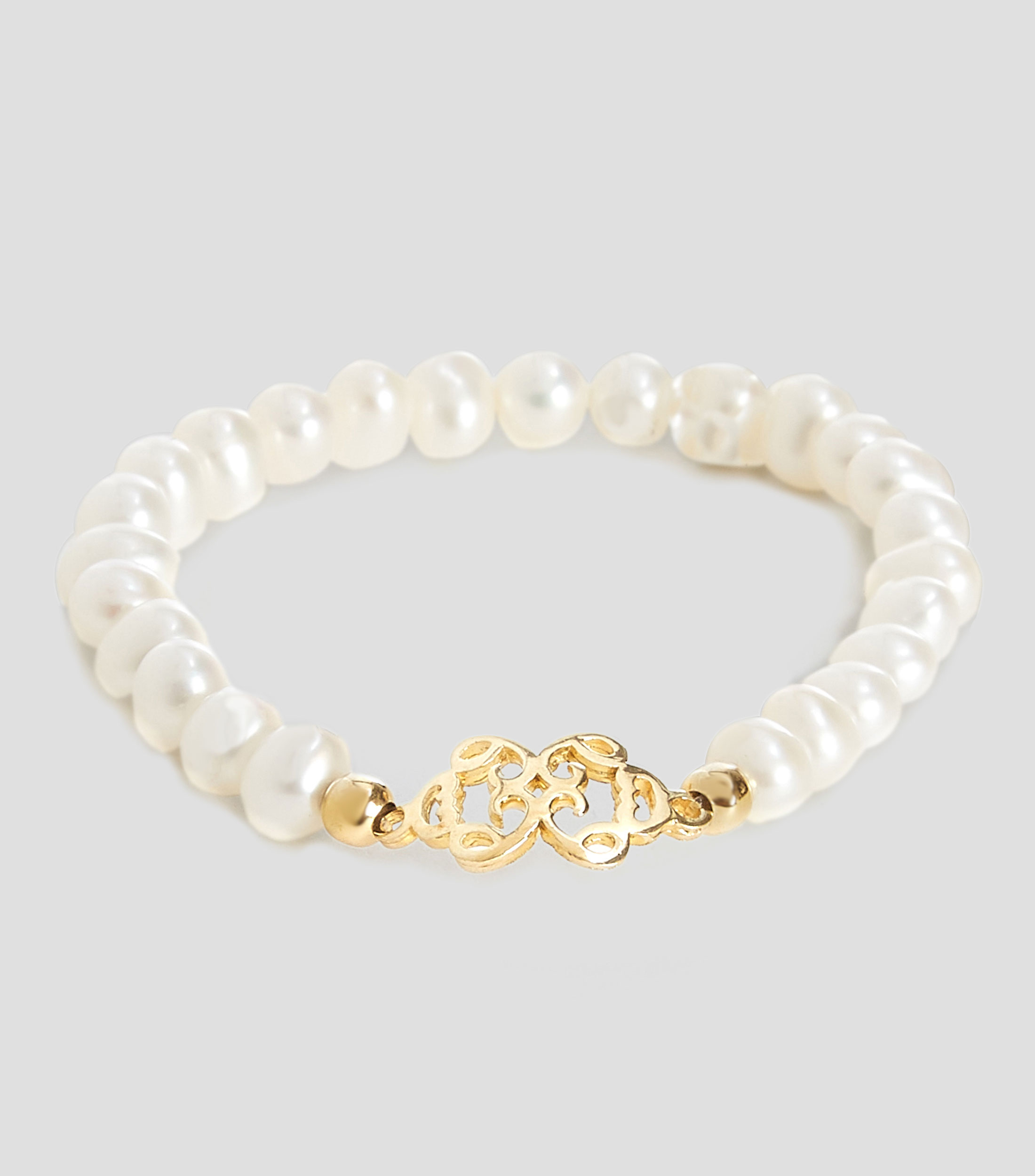 Pulsera elástica en plata con perlas Mujer
