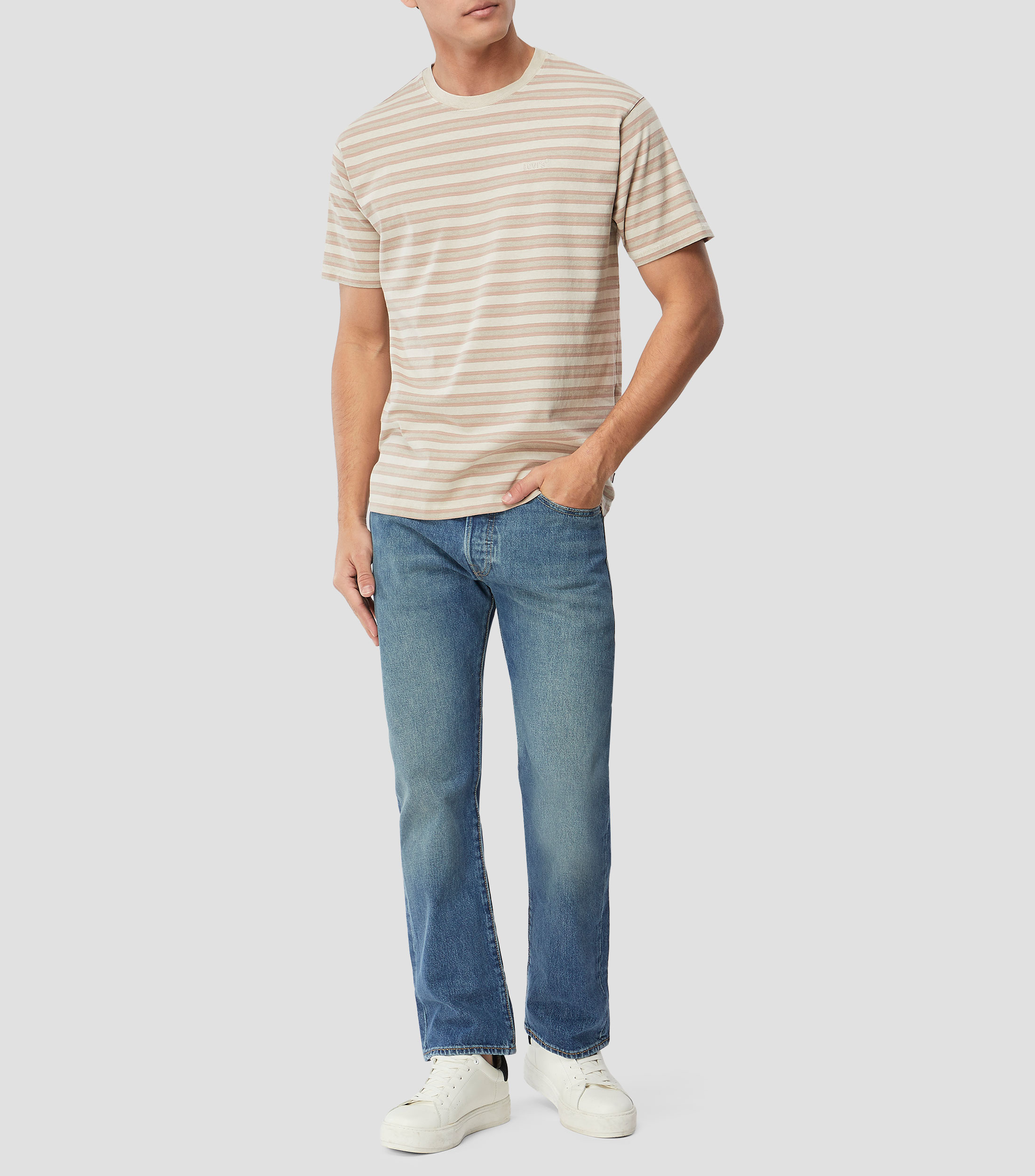 Playera cuello redondo manga corta a rayas Hombre