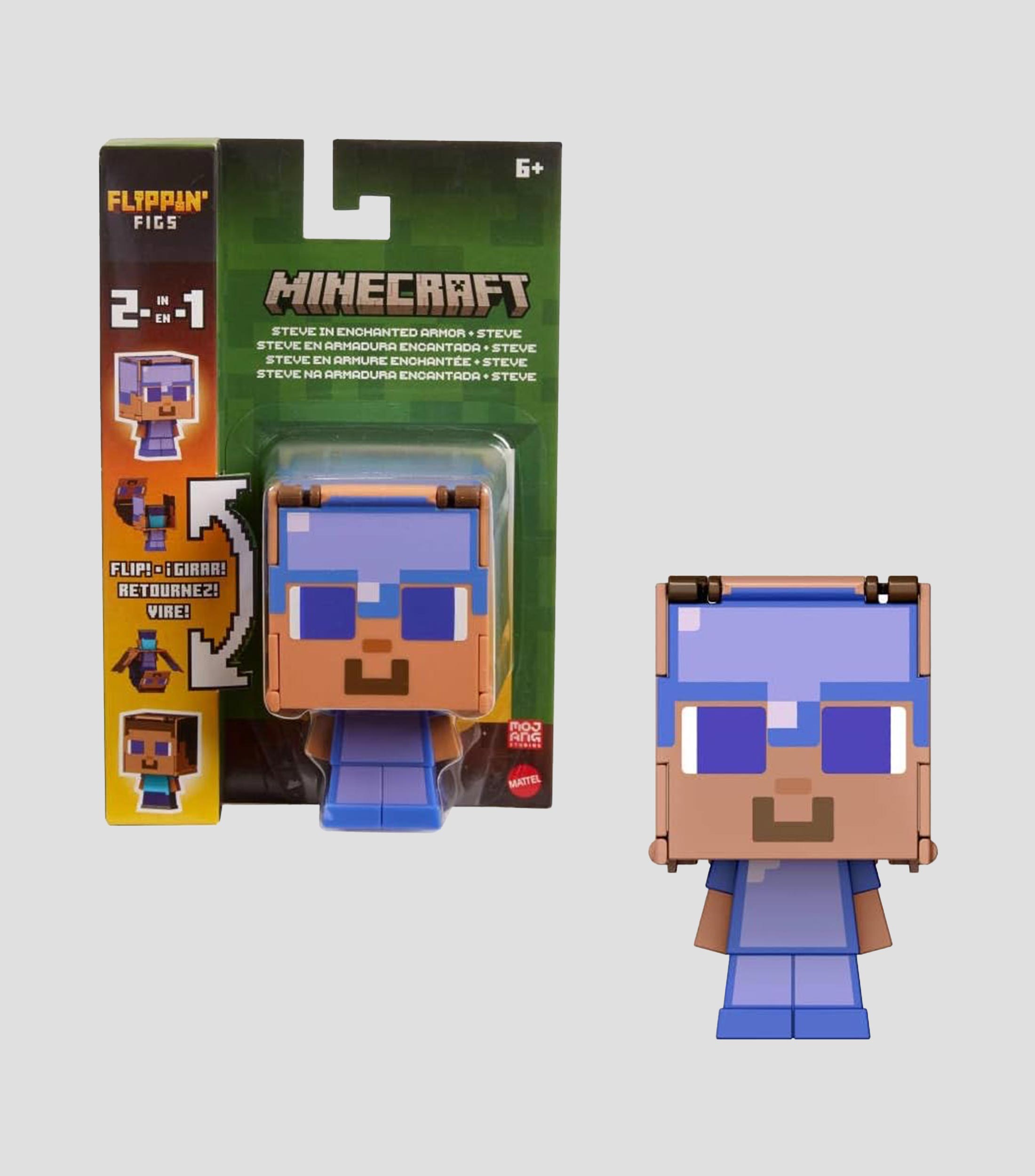 Figura Minecraft Steve in enchanted armor + Steve 2 en 1