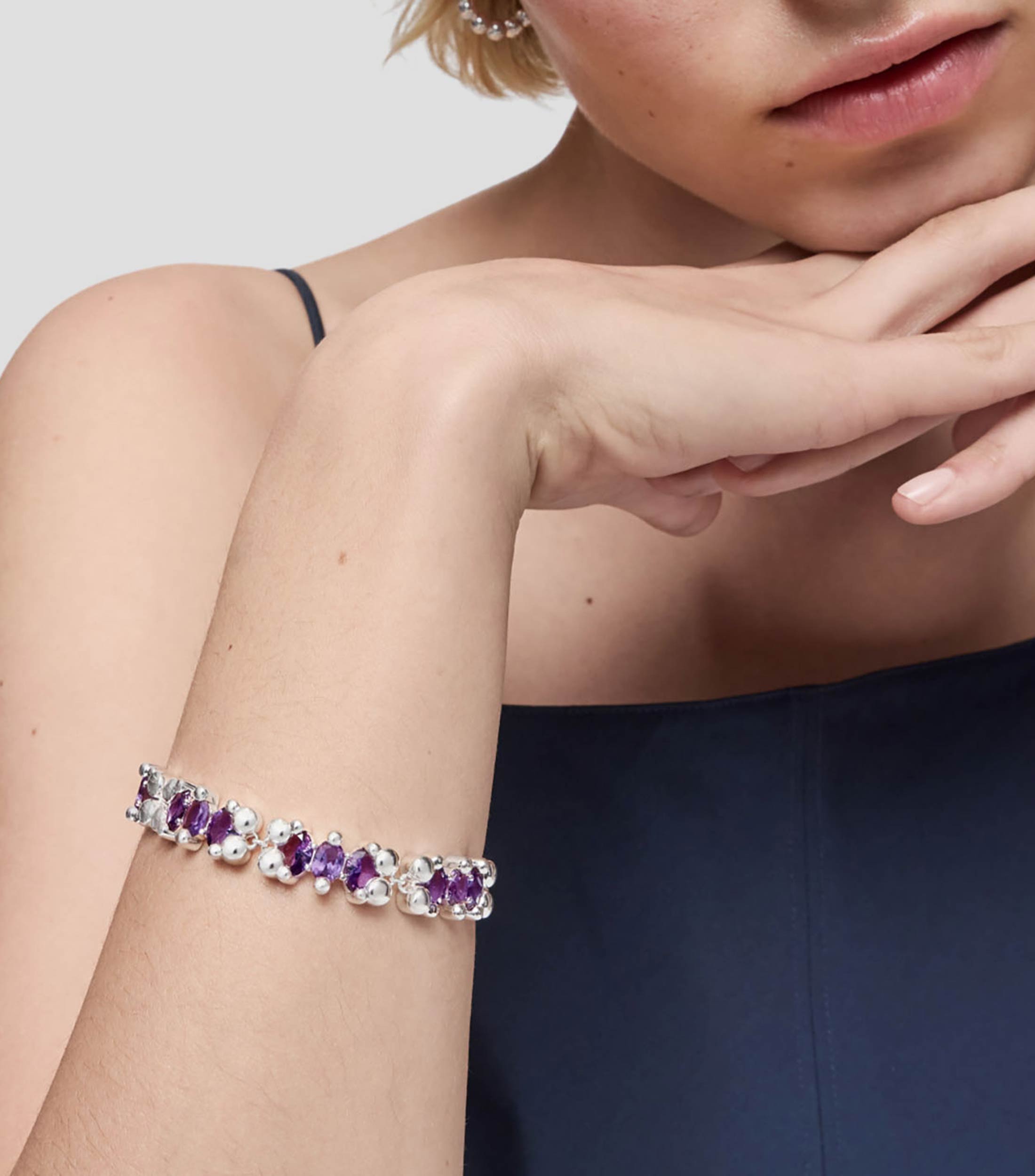 Pulsera en Plata Color Bear con Zafiros Mujer