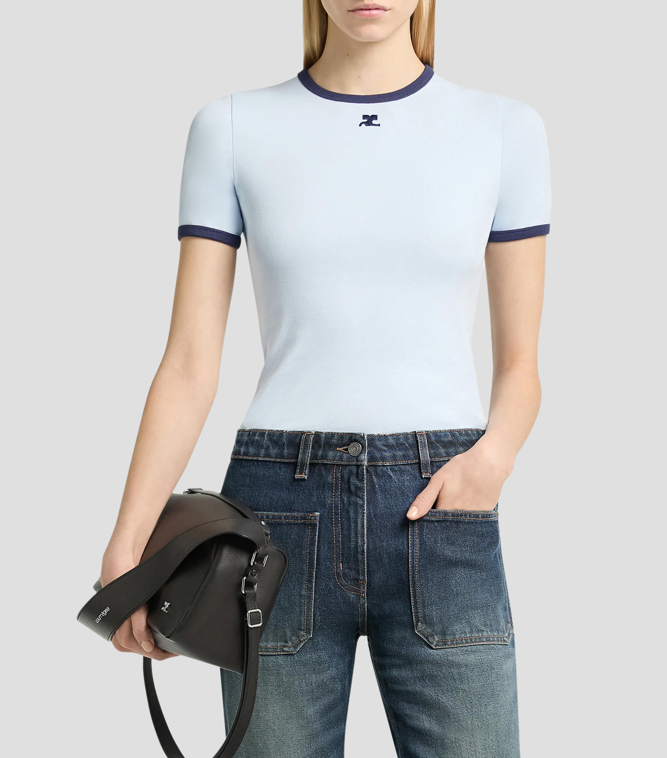 Playera cuello redondo manga corta lisa Mujer