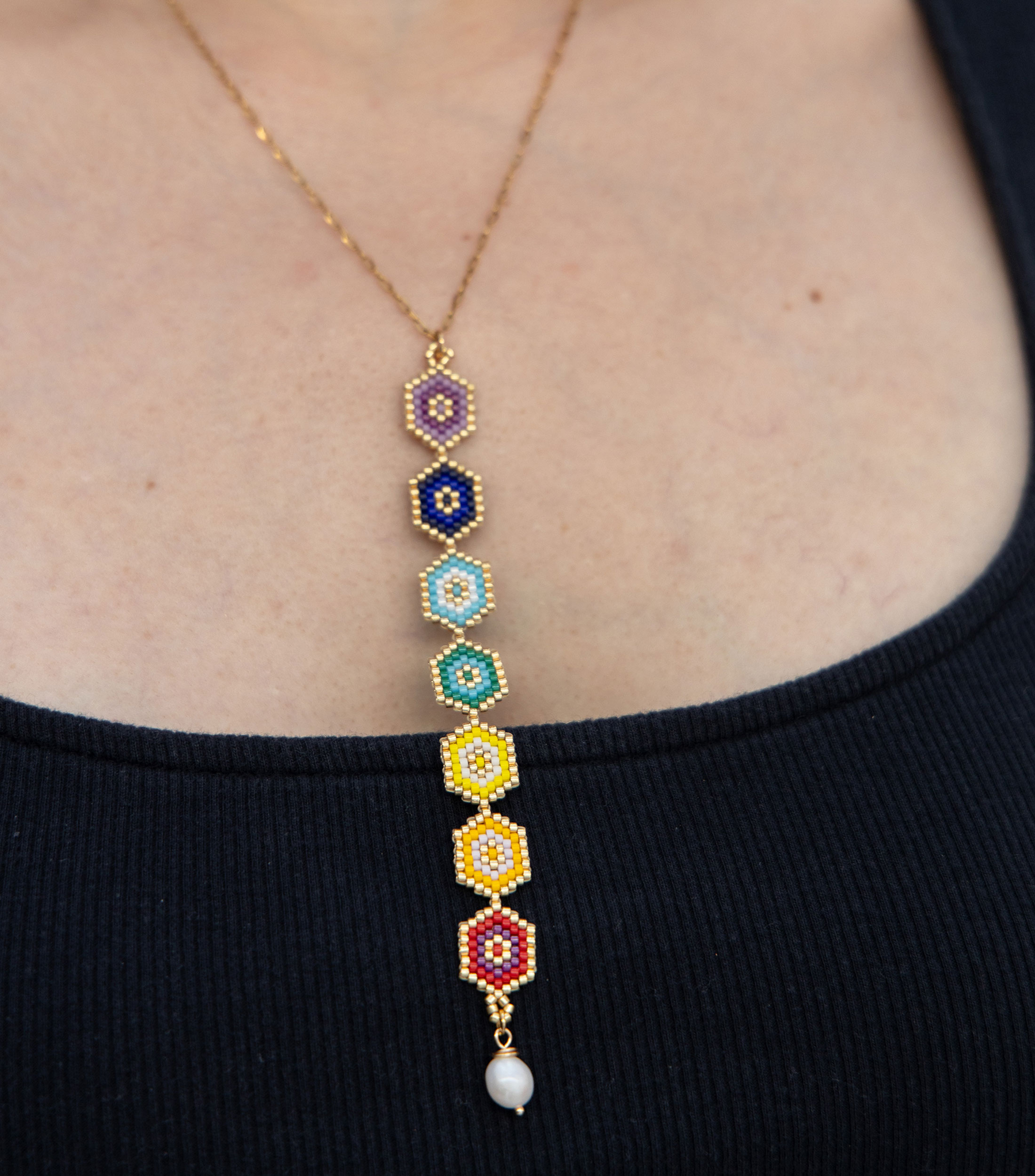 Collar Chakras Hexágono Mujer