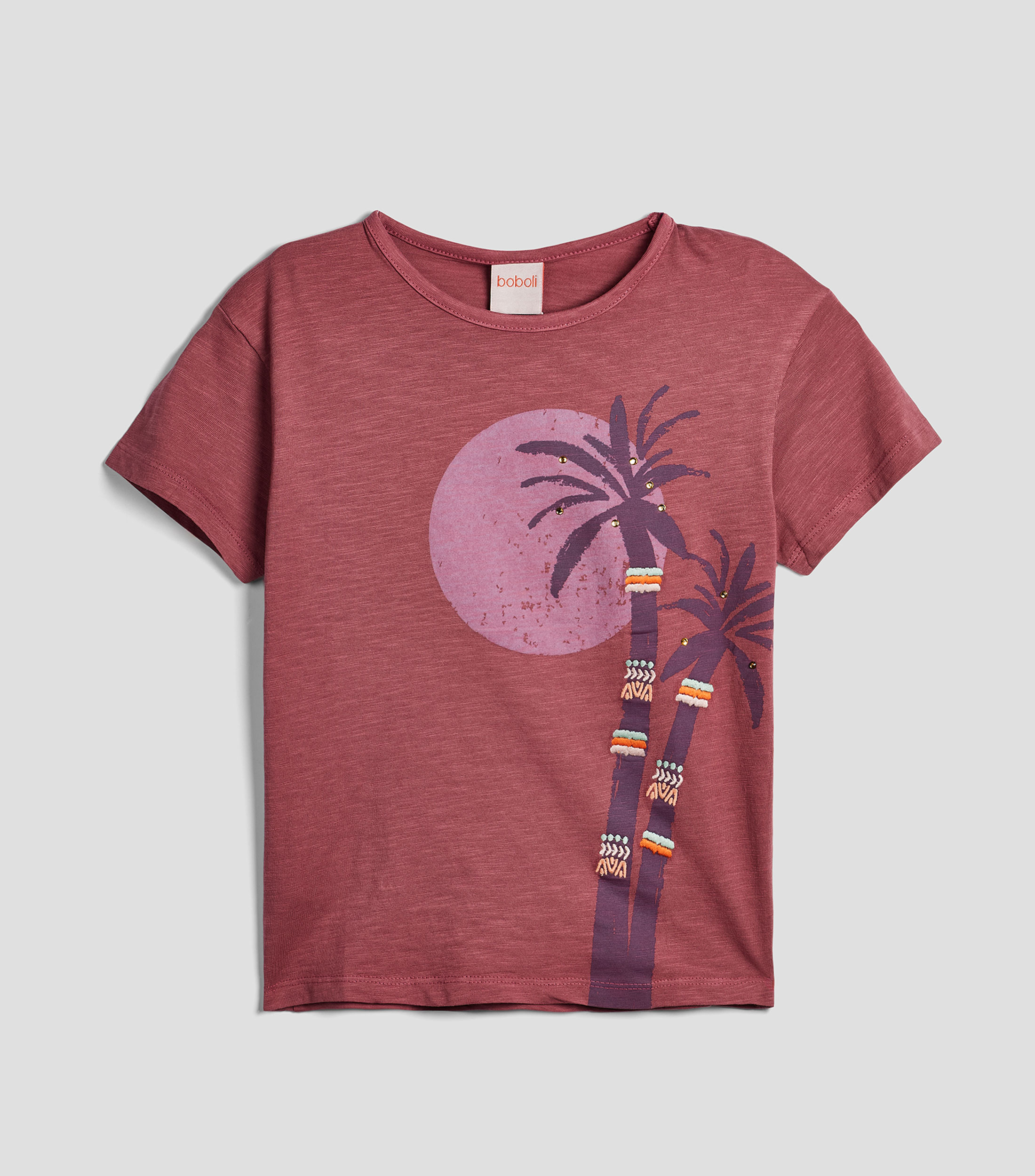 Playera cuello redondo manga corta estampada Niña