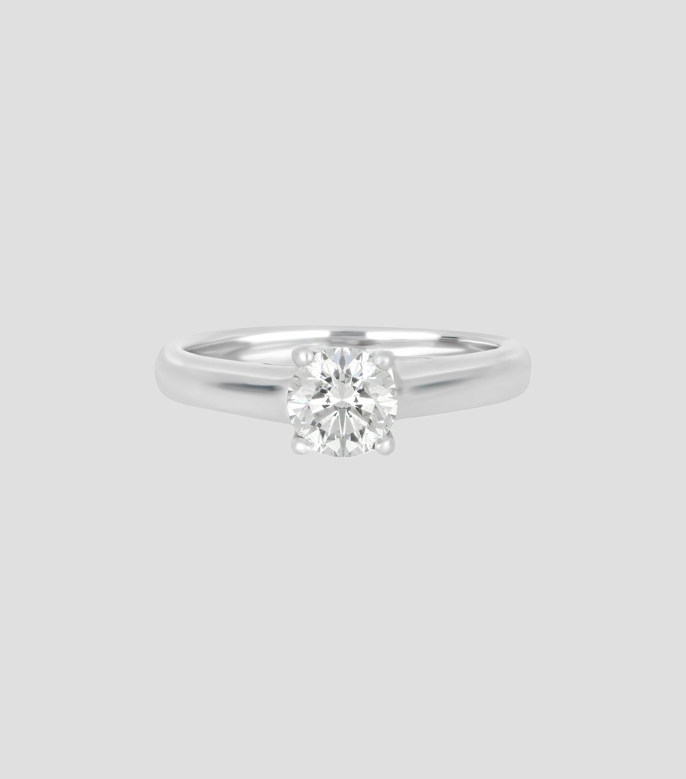 Anillo de compromiso en Platino con diseño de cruz e incrustación de diamante natural Mujer