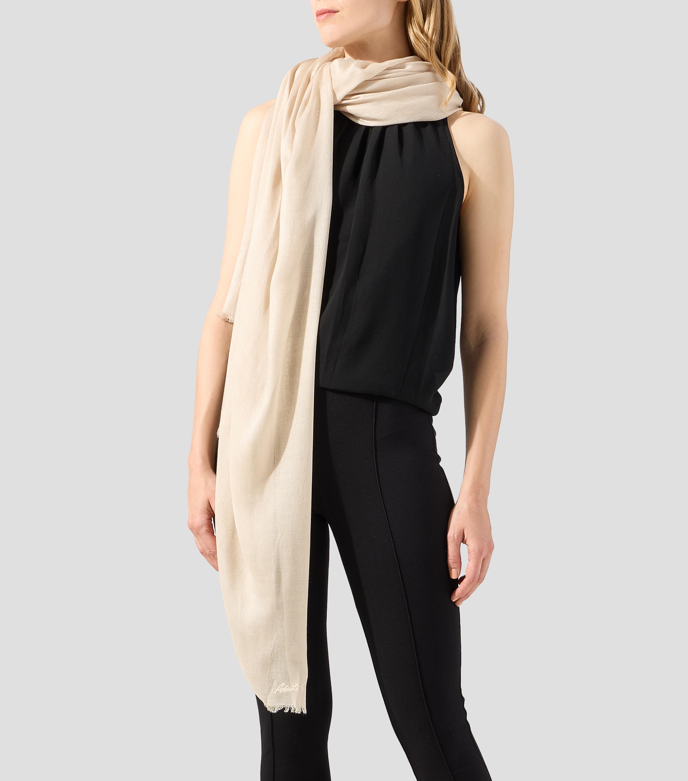 Foulard beige liso Mujer