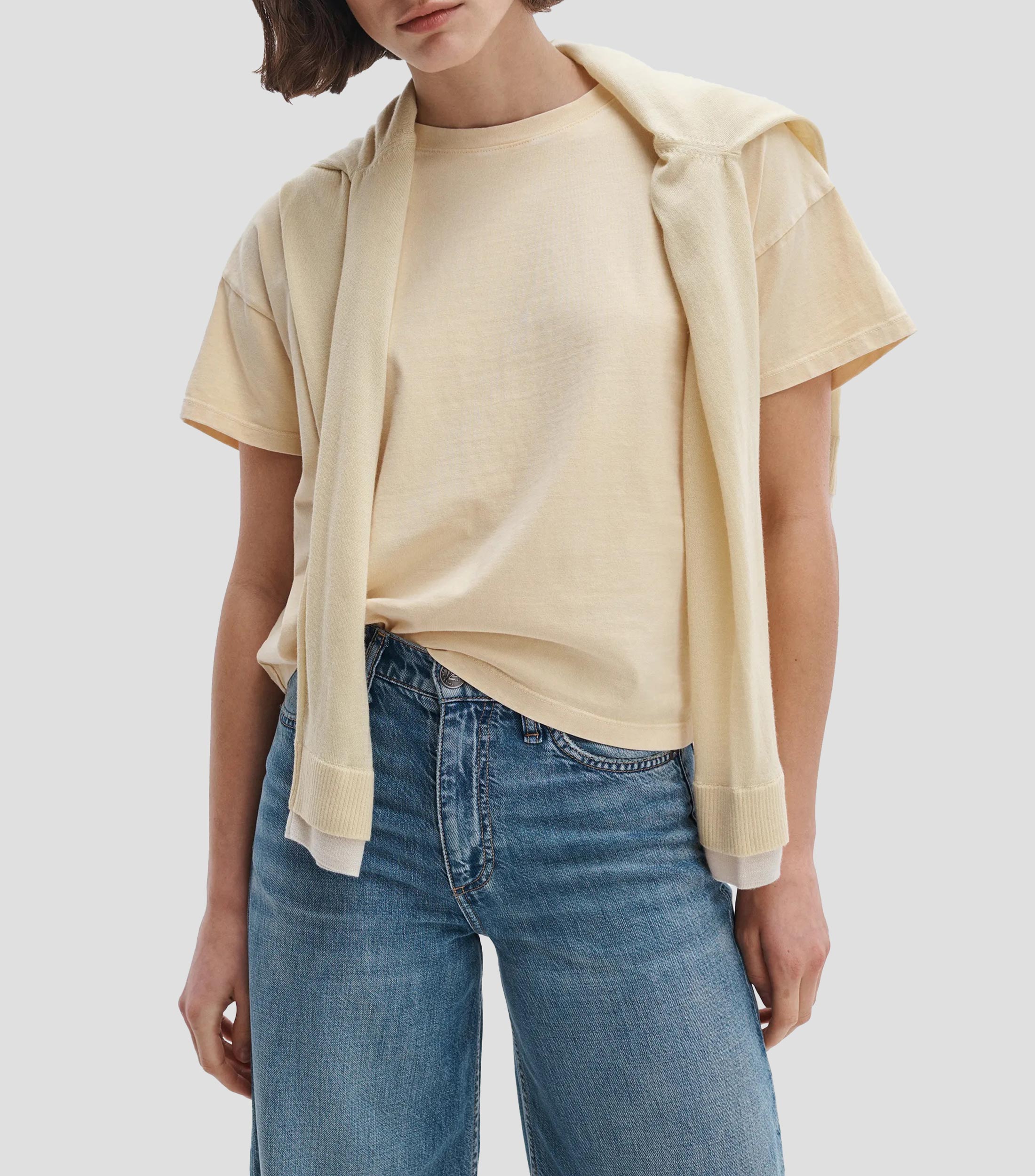 Playera cuello redondo manga corta lisa Mujer