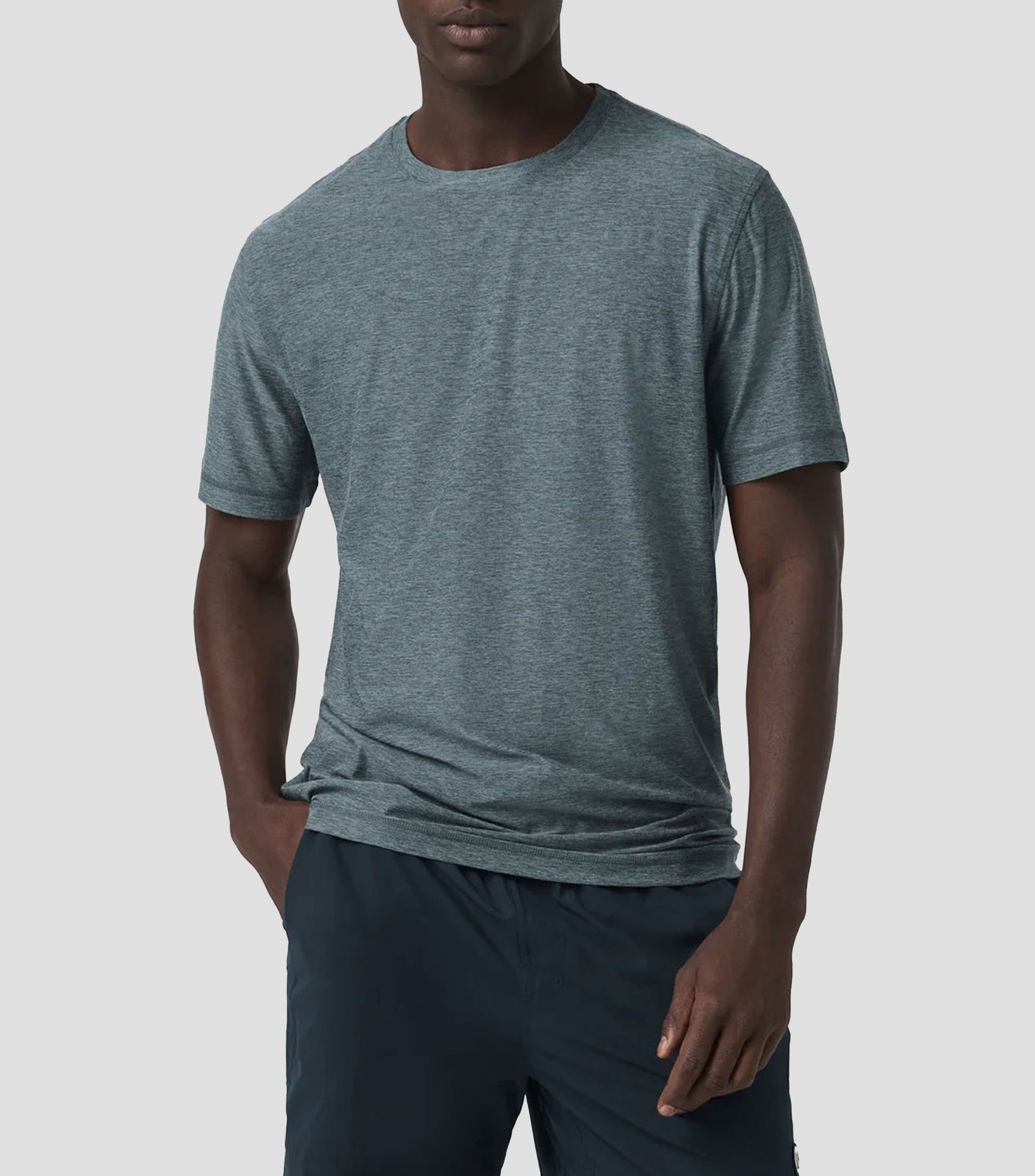 Playera para entrenamiento cuello redondo manga corta jaspeada Strato Tech Hombre