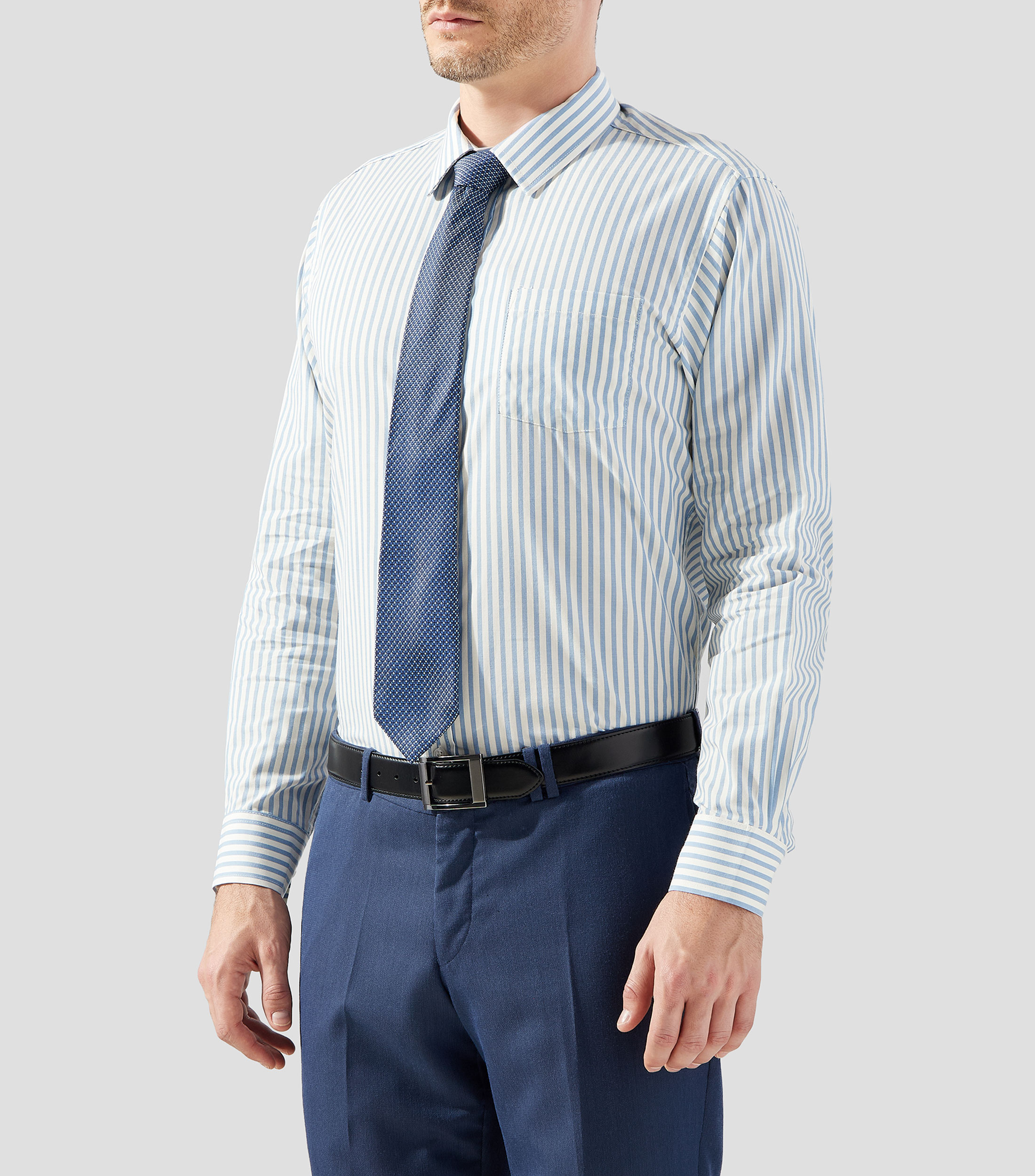 Camisa a rayas manga larga Hombre