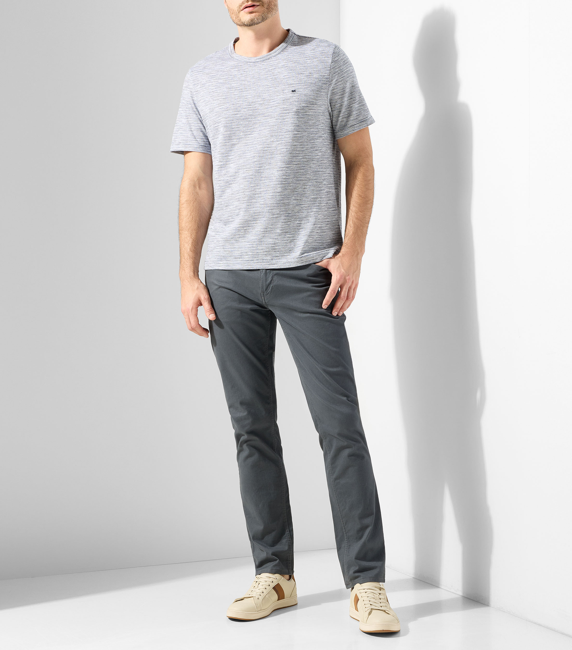 Playera cuello redondo manga corta jaspeada Hombre