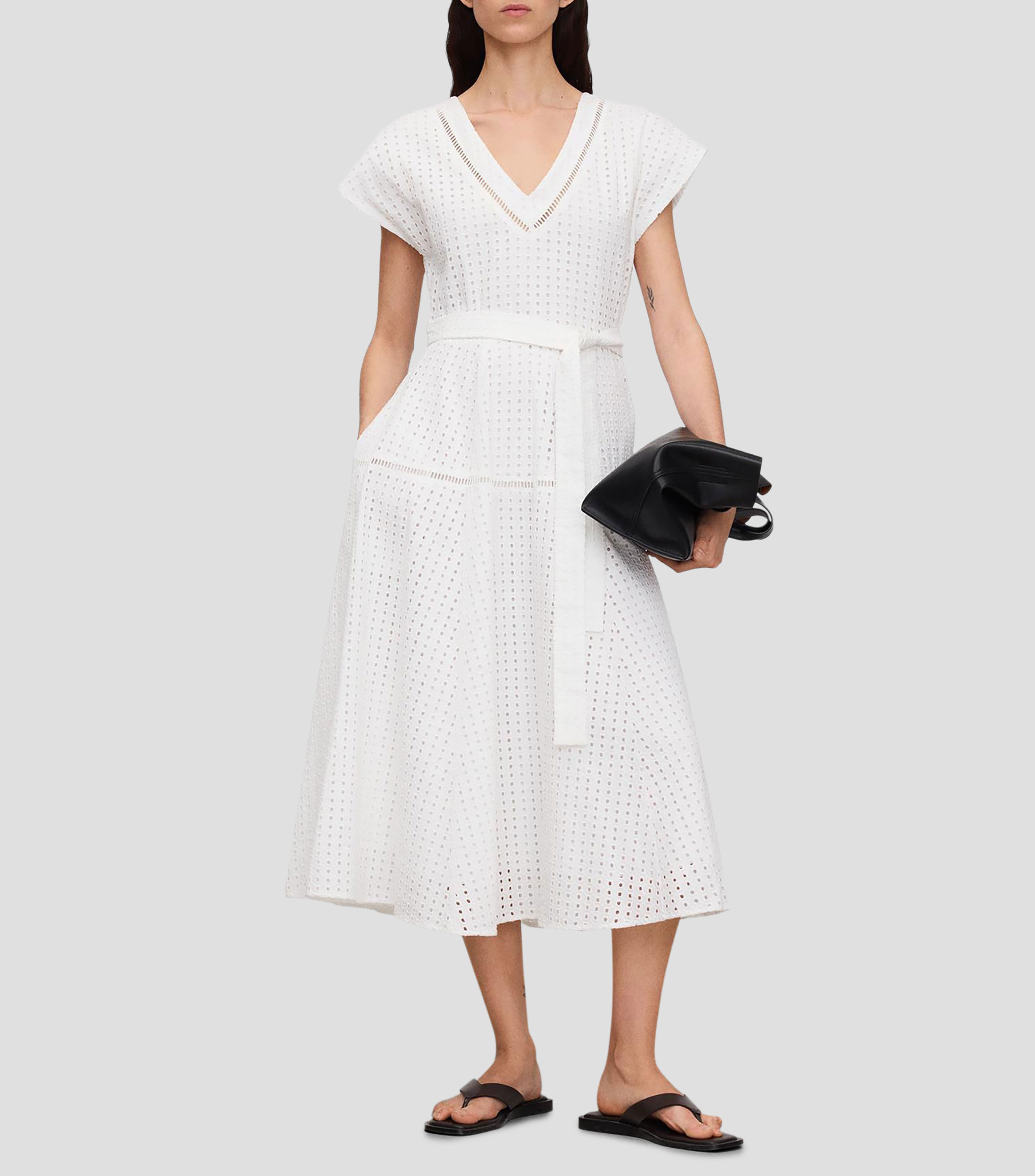 Vestido midi manga corta fantasía Mujer