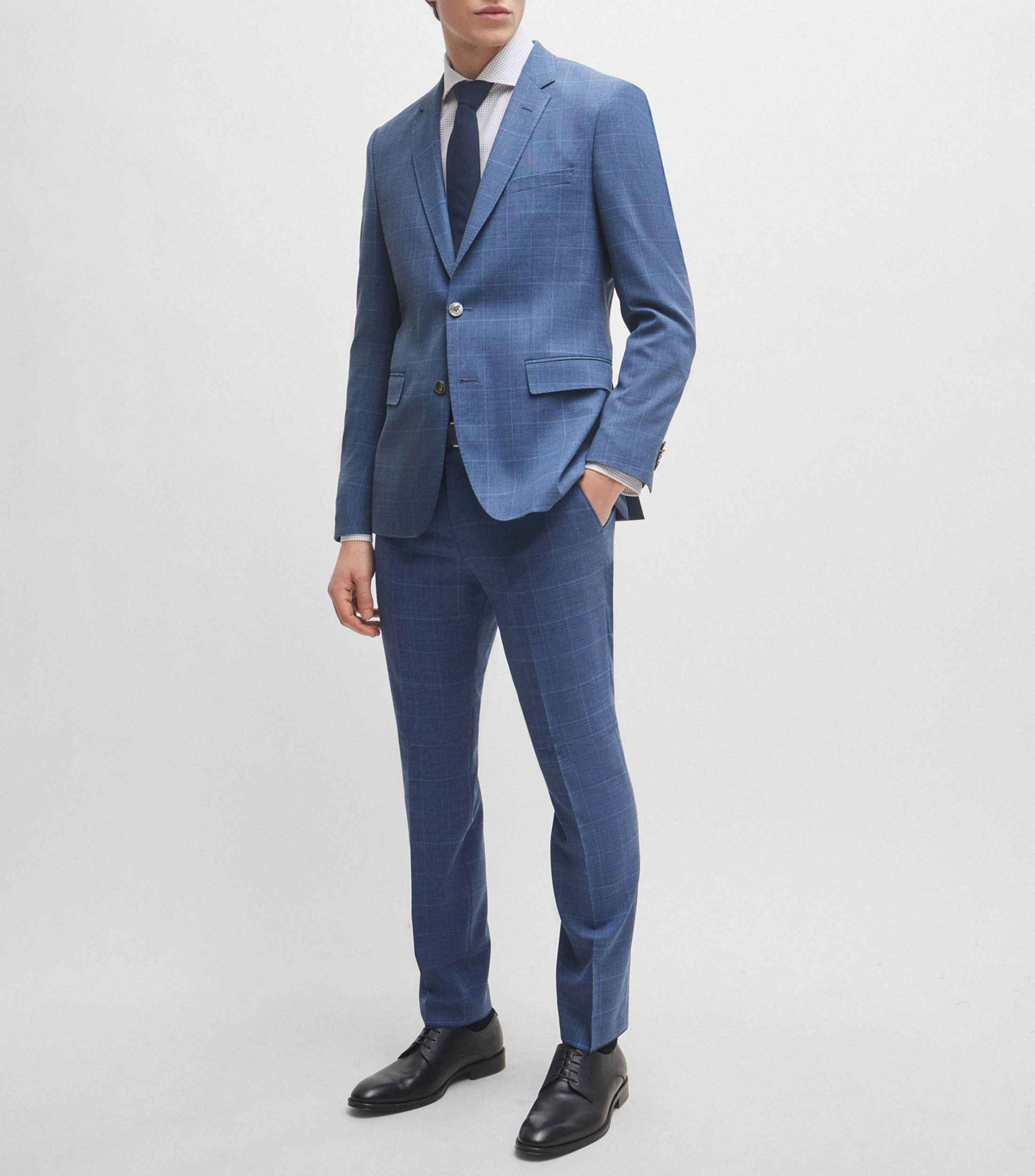 Camisa slim fit de algodón elástico Oxford estampado Hombre