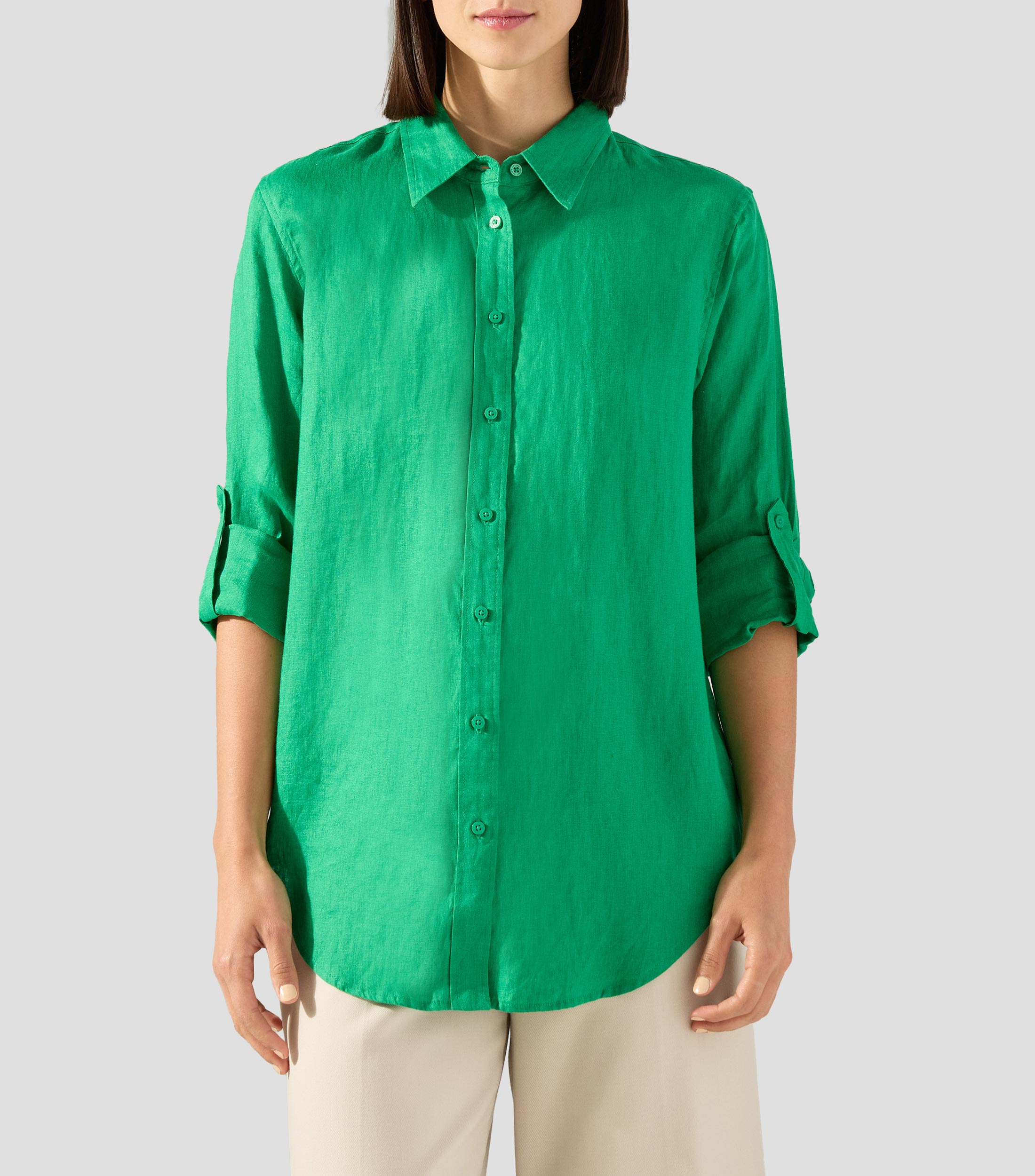 Camisa lisa manga larga Mujer