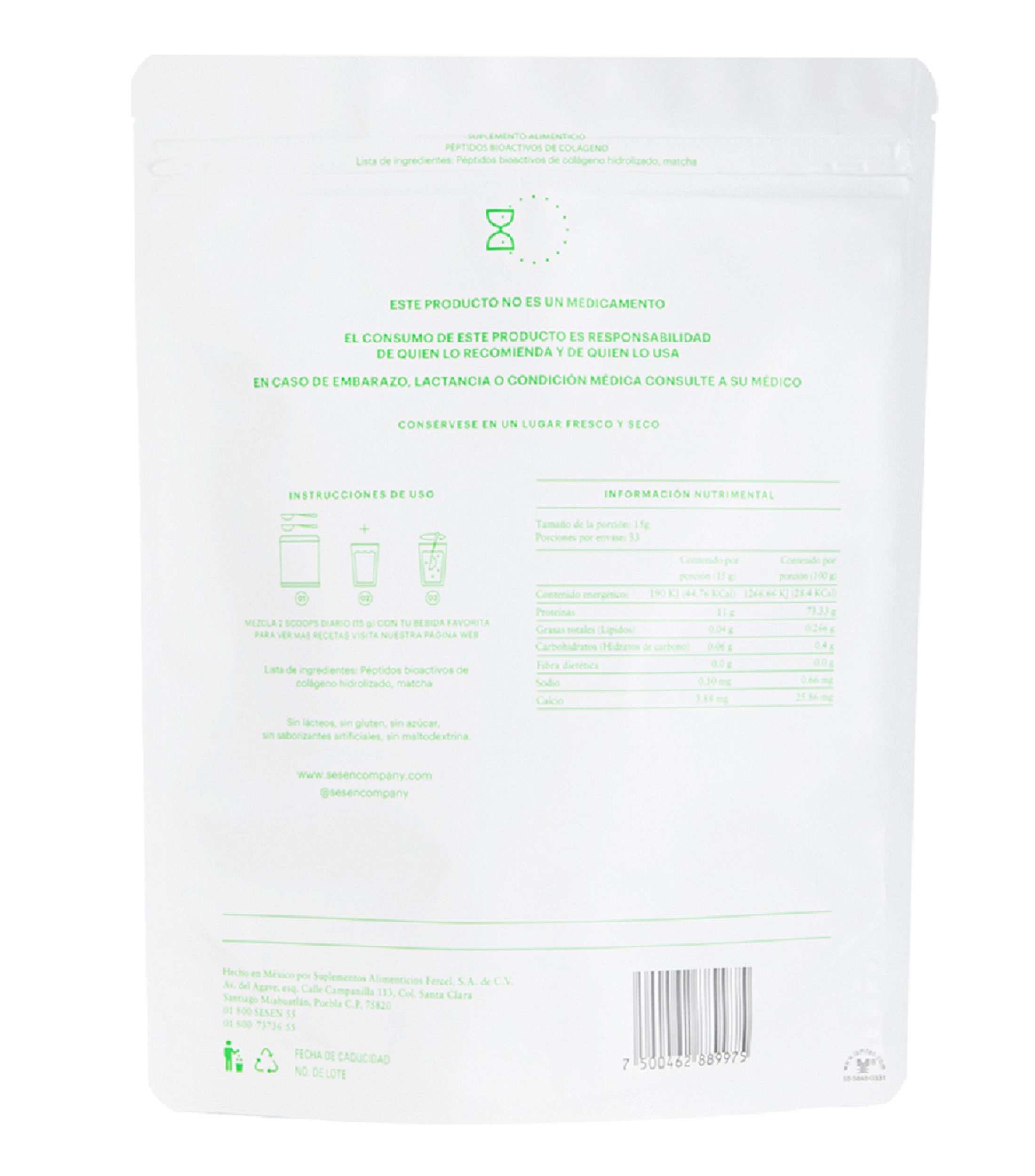 Suplemento alimenticio + Matcha, 500 g