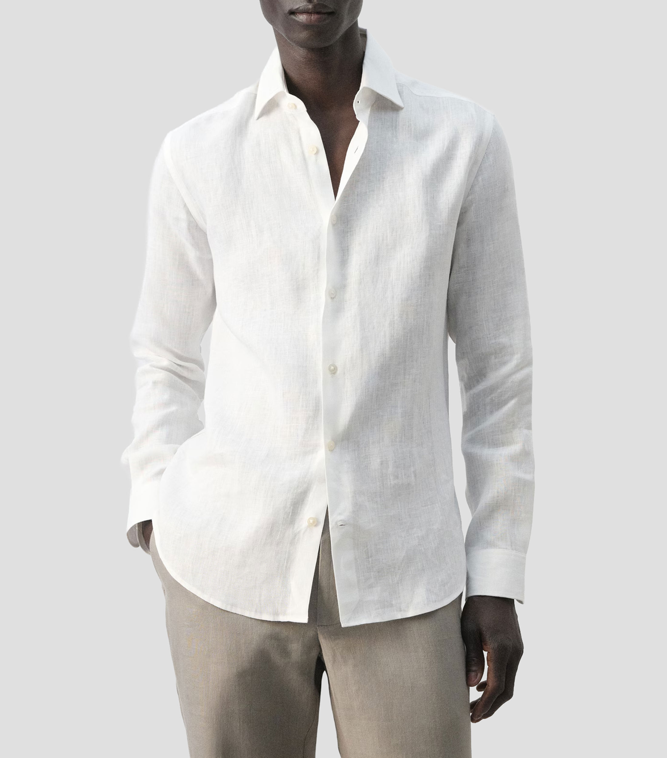 Camisa lisa manga larga Hombre