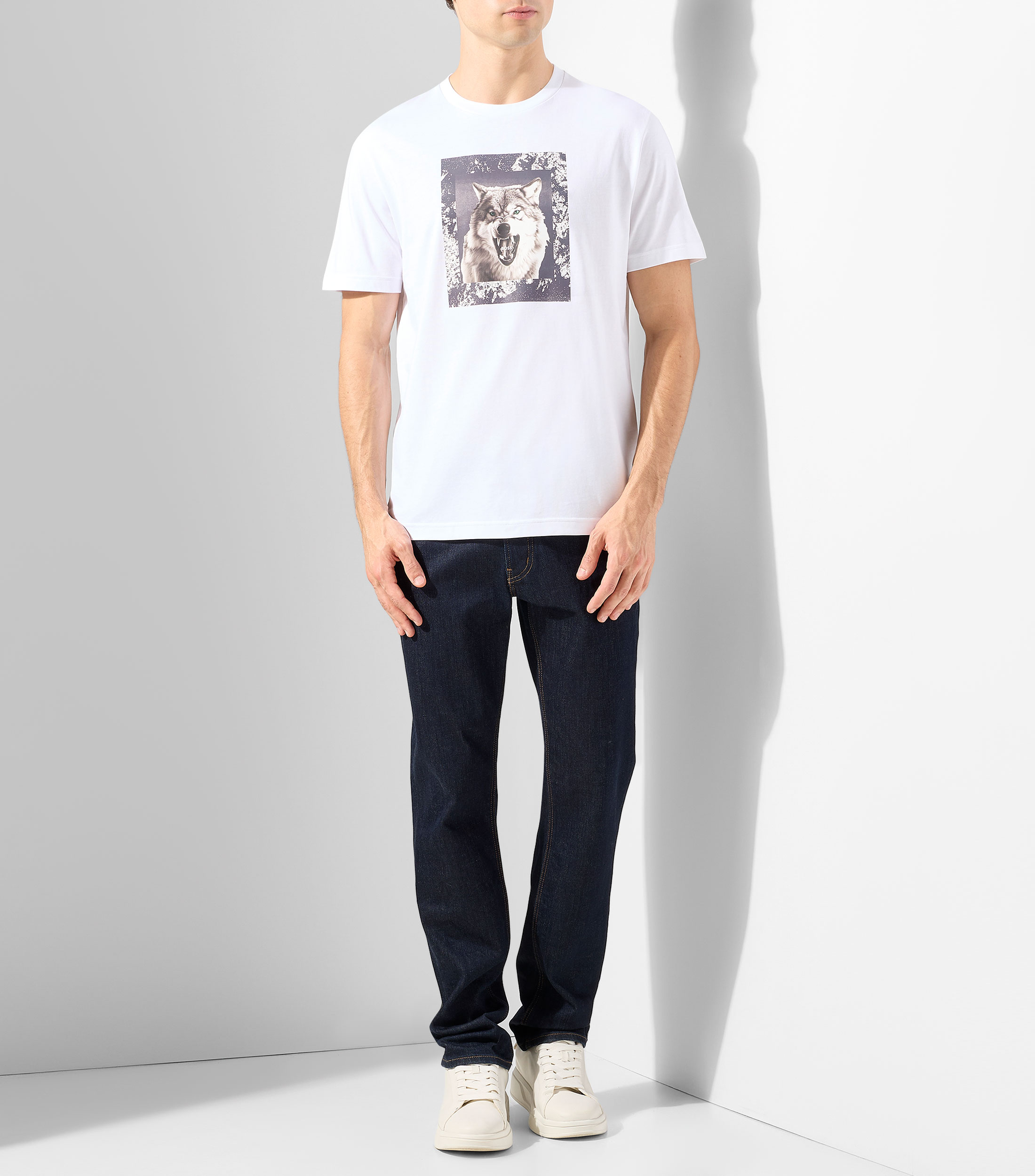 Playera de cuello redondo con manga corta estampada Hombre