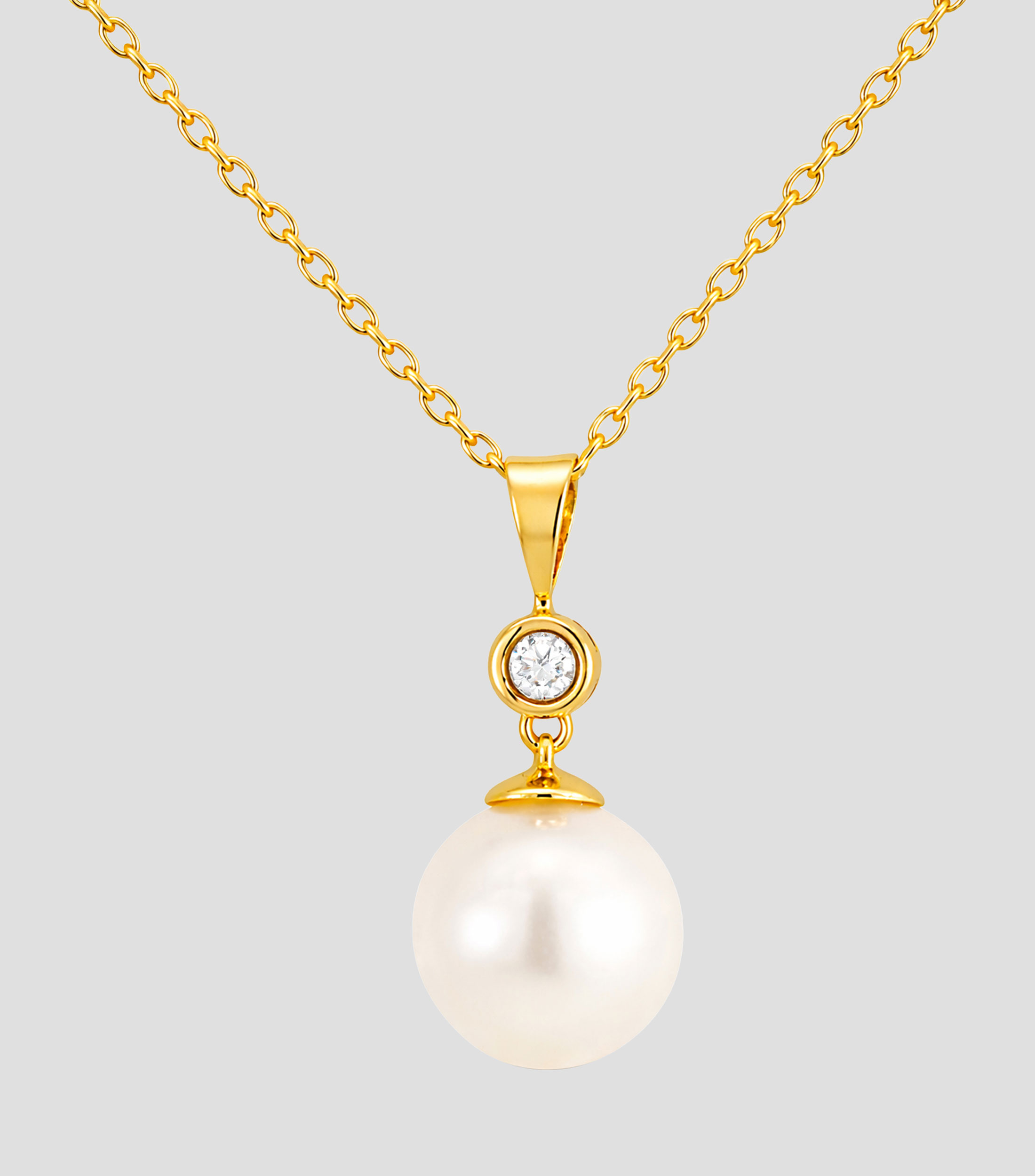 Dije Perla en Oro amarillo de 14 Kilates con diamante Mujer