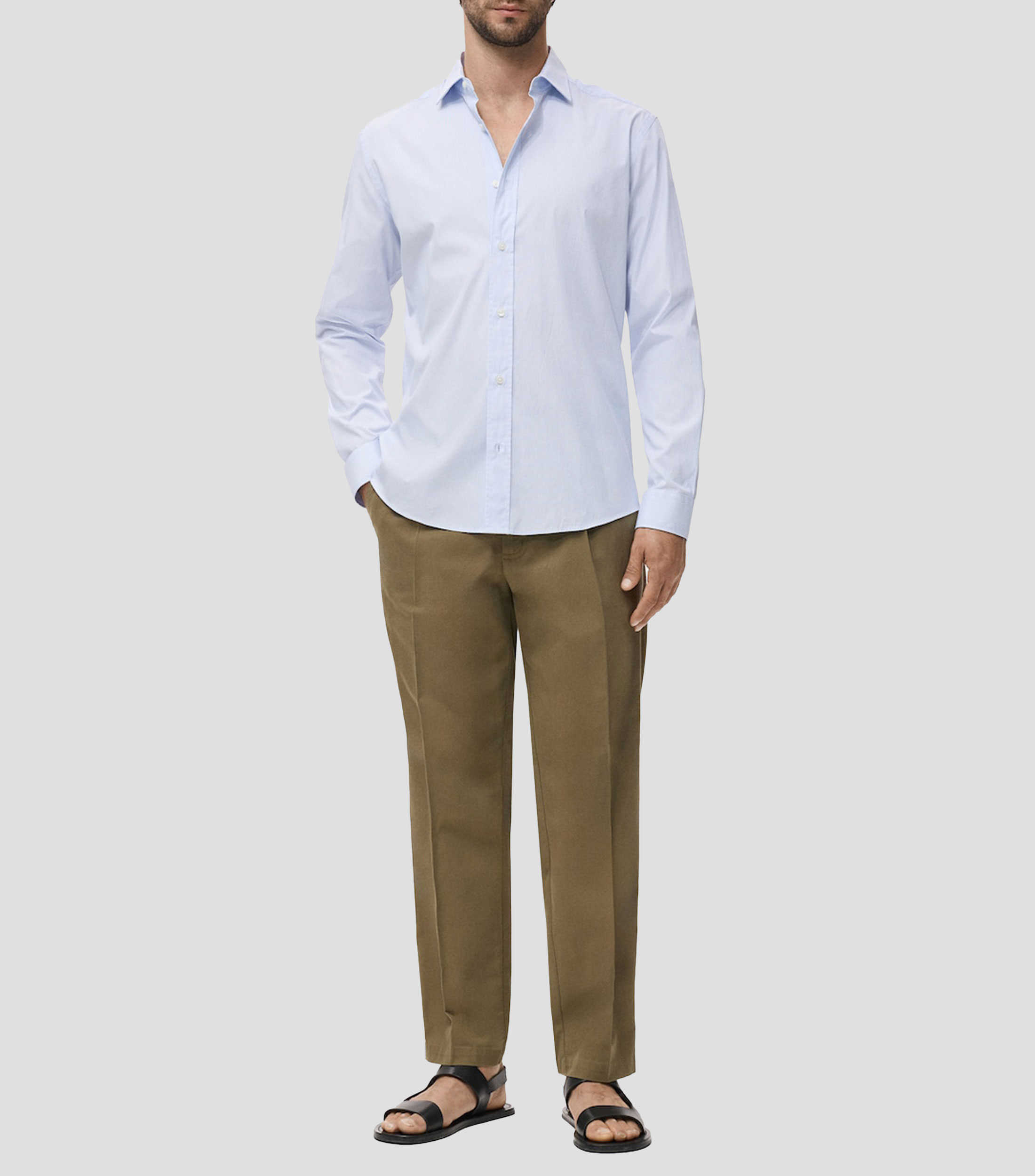 Camisa con líneas de manga larga Hombre