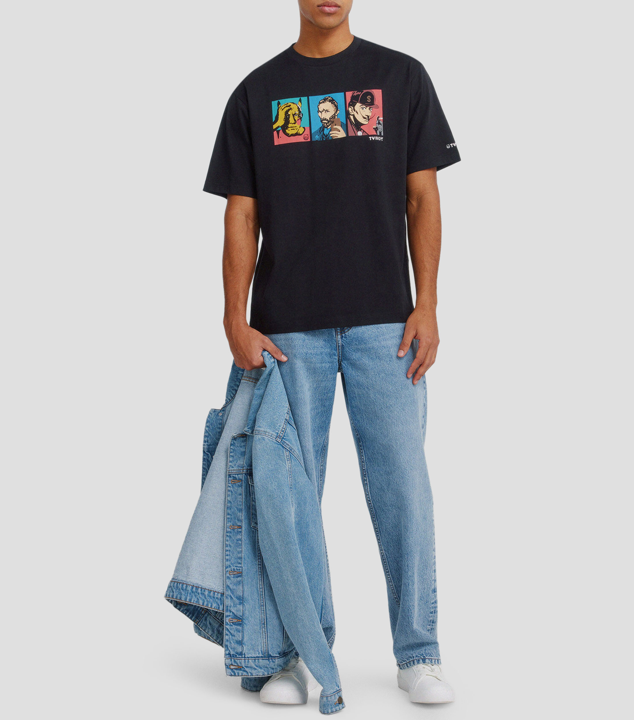 Playera cuello redondo manga corta con estampado Hombre