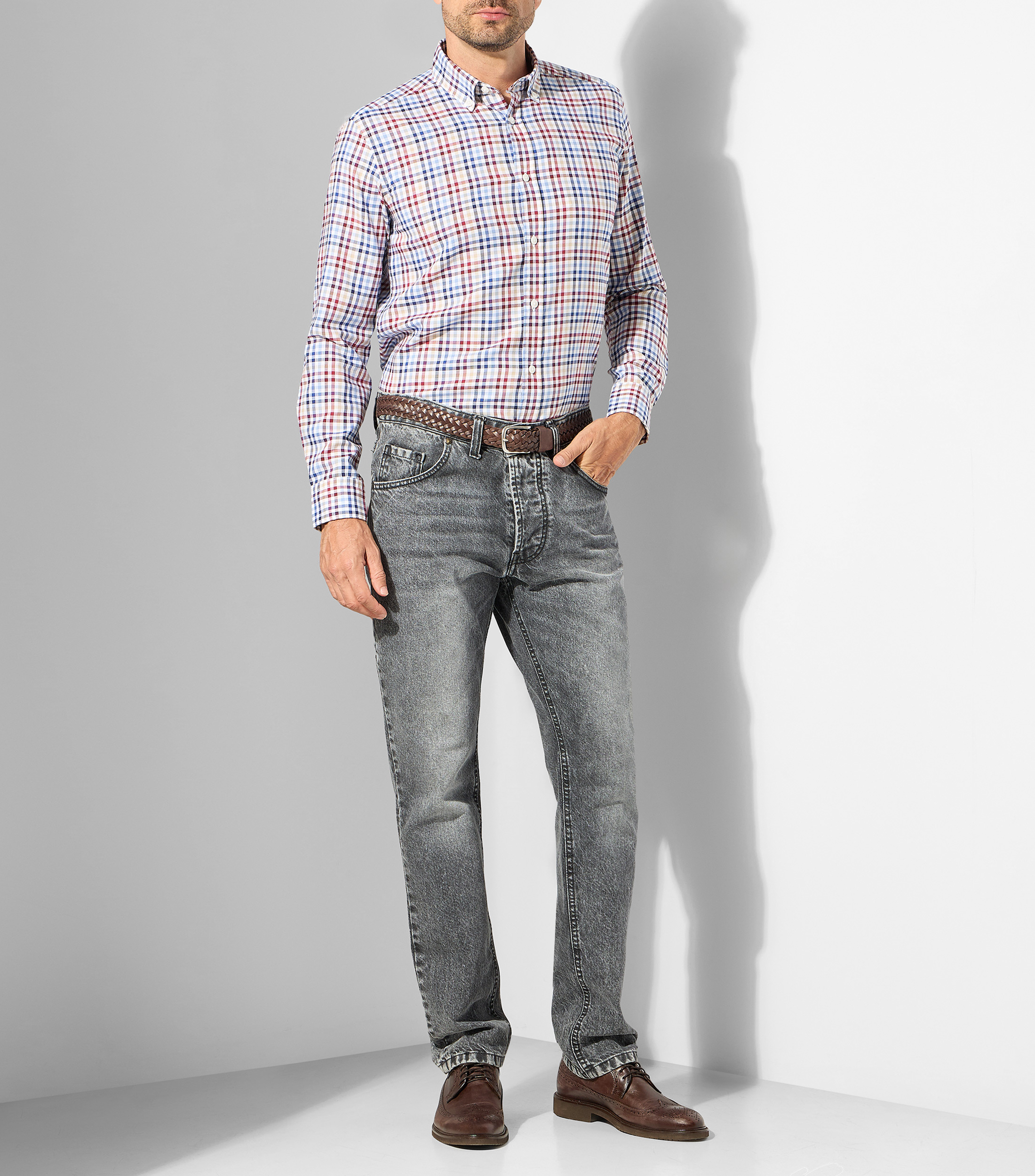 Camisa a cuadros manga larga Hombre