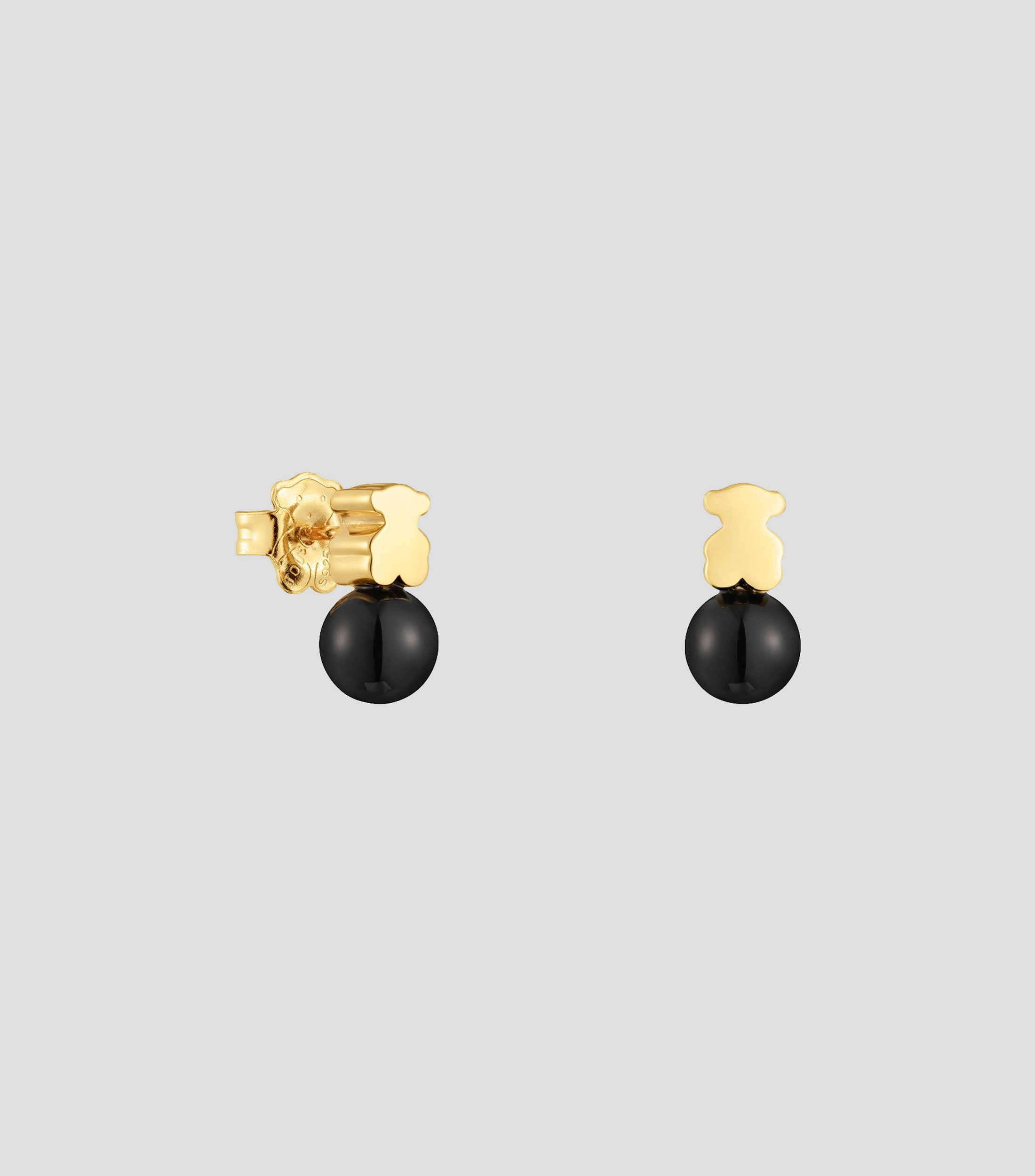 Aretes en plata de osos Icon Mesh con ónix Mujer